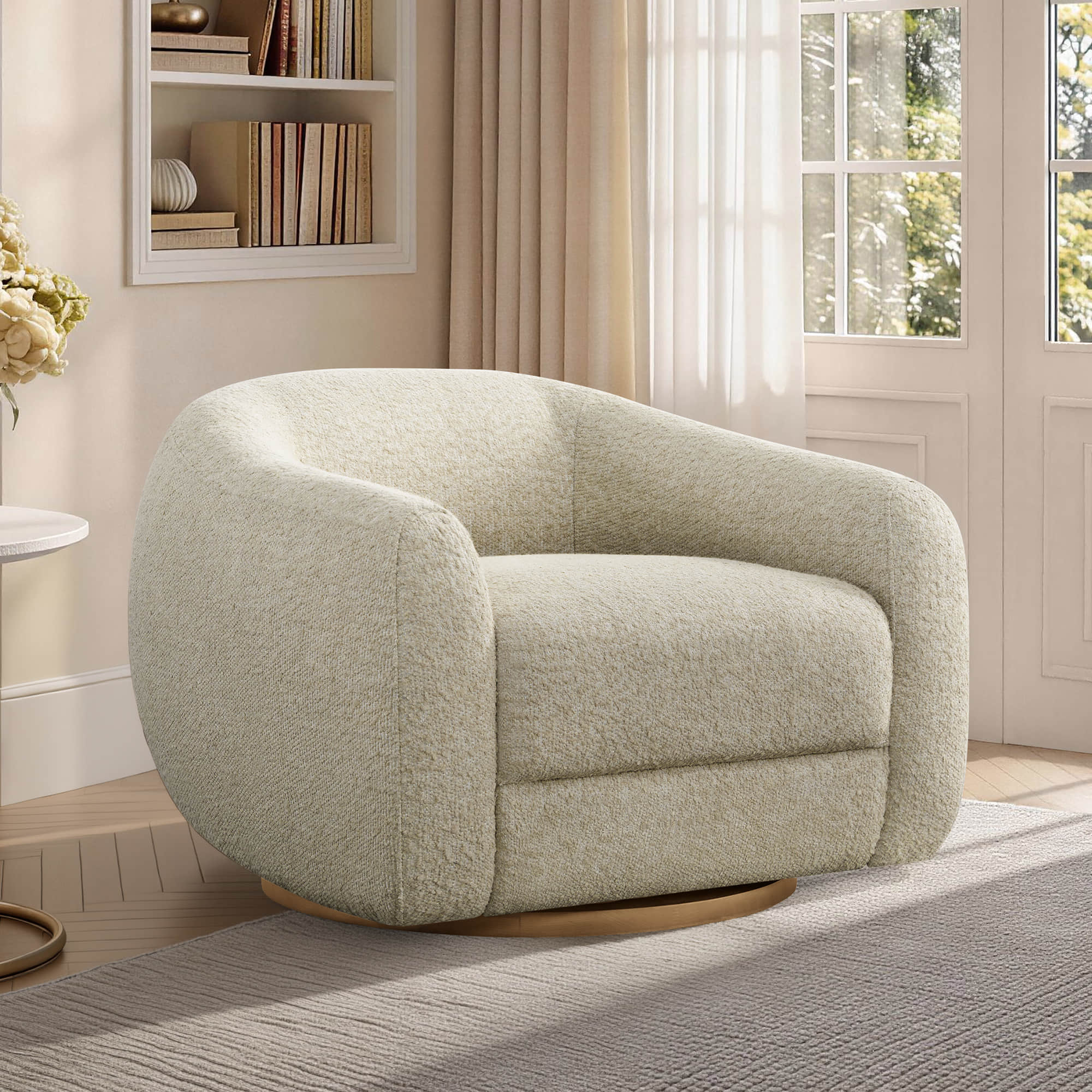 Mateo Modern Genuine Leather Swivel Accent Chair - Image 17