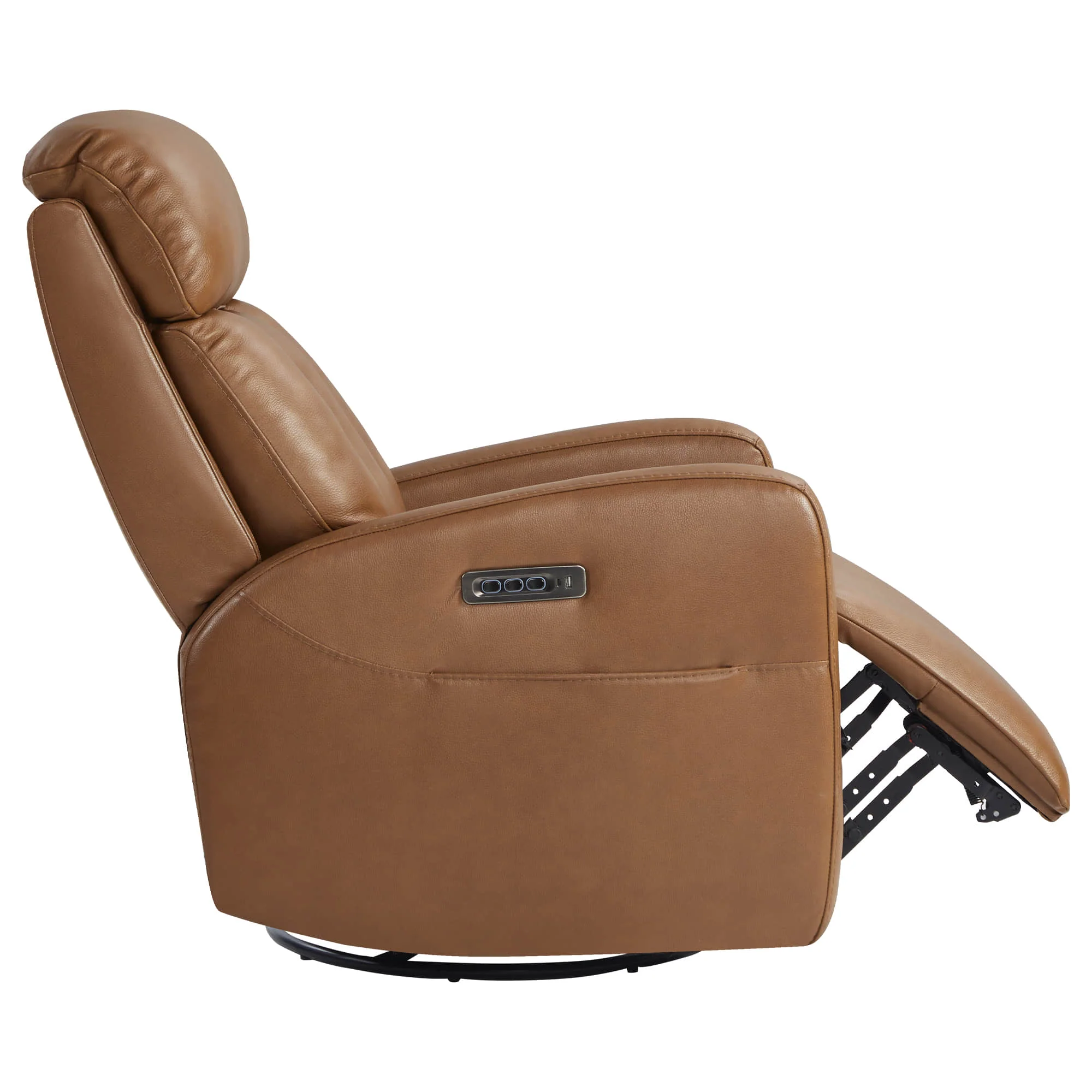 Maxwell Genuine Leather Swivel Glider Recliner with Power Lumbar & Headrest - Image 45