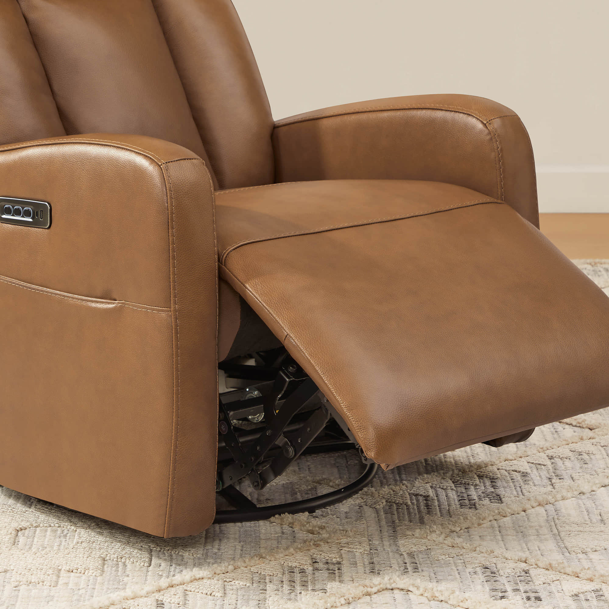 Maxwell Genuine Leather Swivel Glider Recliner with Power Lumbar & Headrest - Image 53