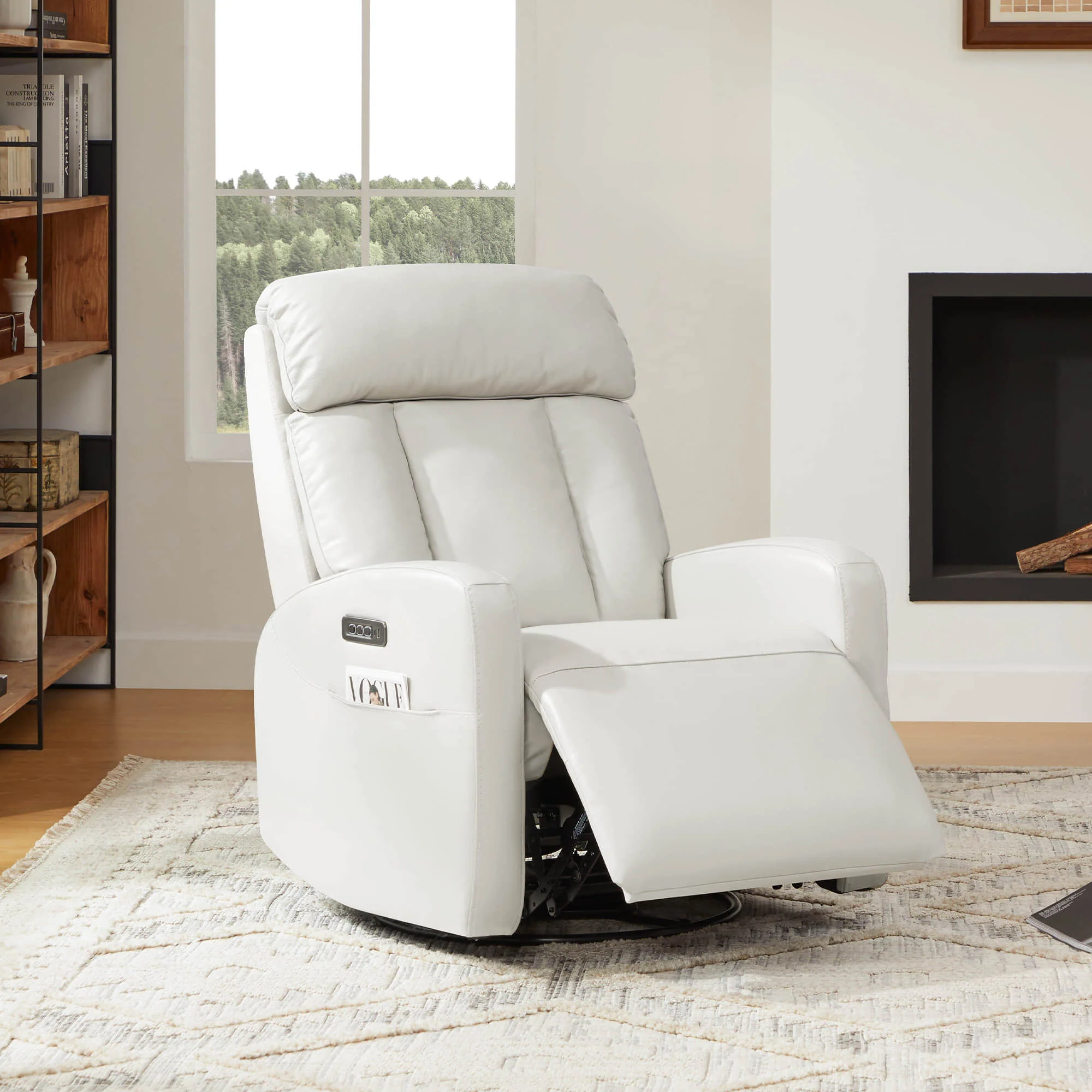 Maxwell Genuine Leather Swivel Glider Recliner with Power Lumbar & Headrest - Image 60