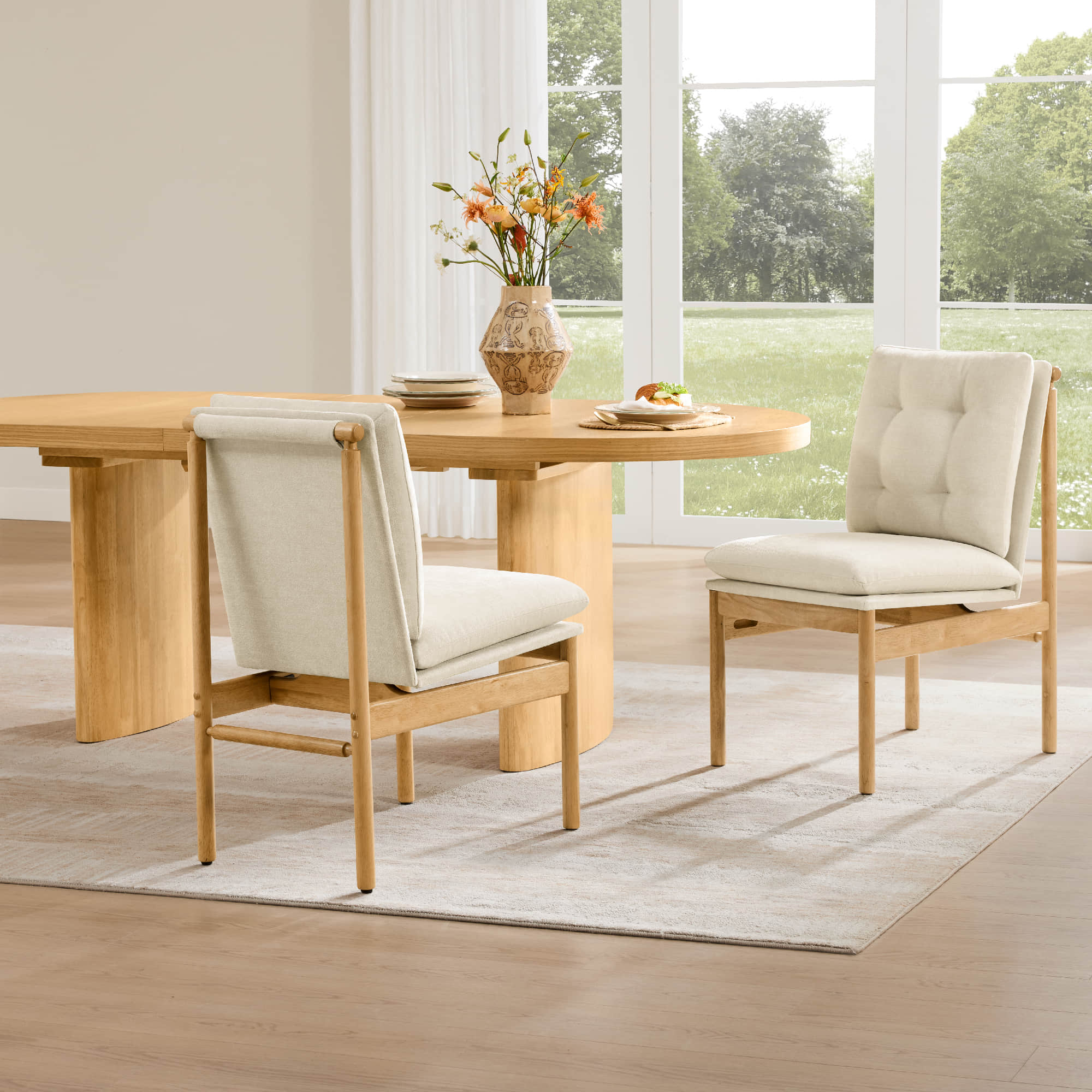 Merlin - 70.9"-86.6" Extendable Wood Dining Table Set for 4-6 - Image 3