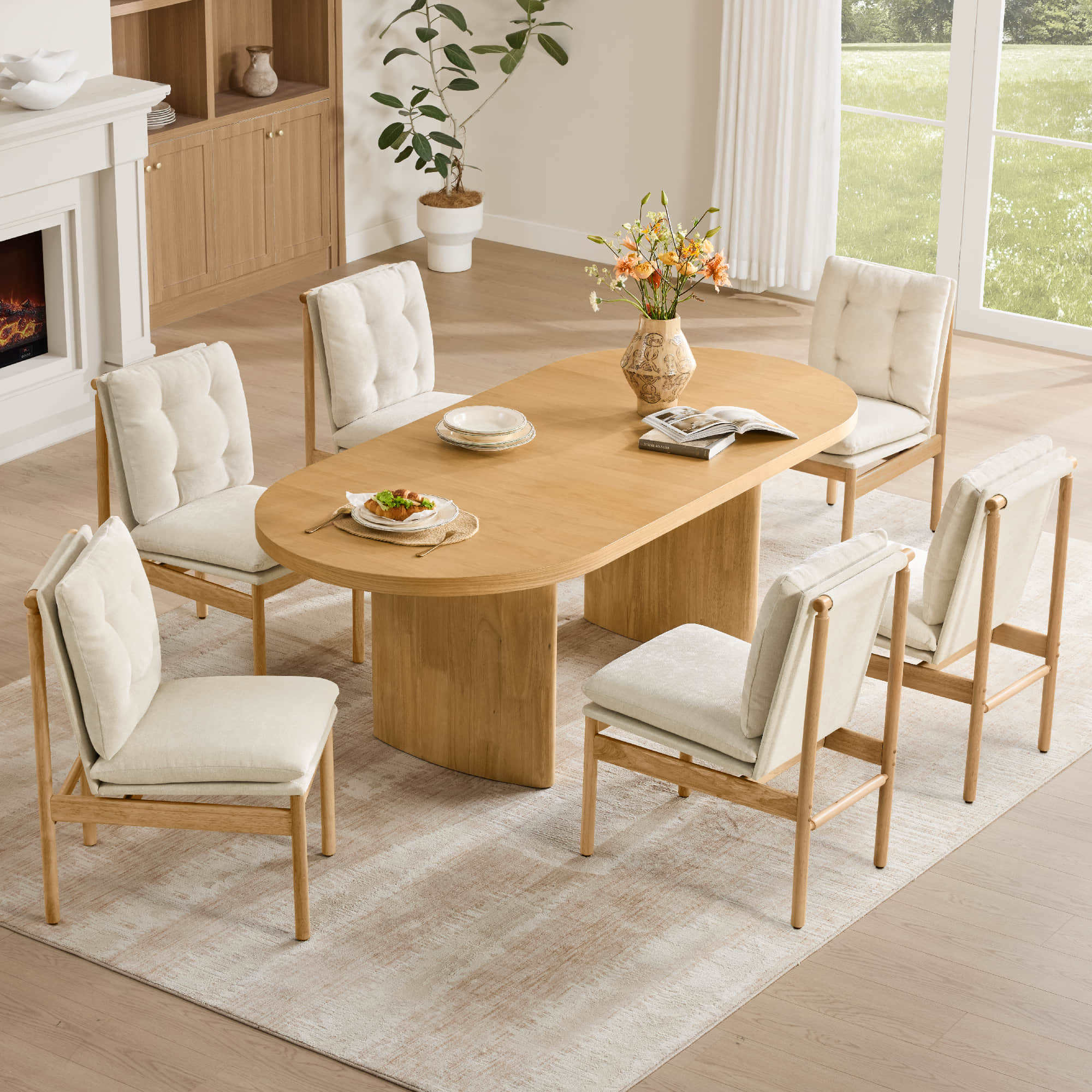 Merlin - 70.9"-86.6" Extendable Wood Dining Table Set for 4-6 - Image 5