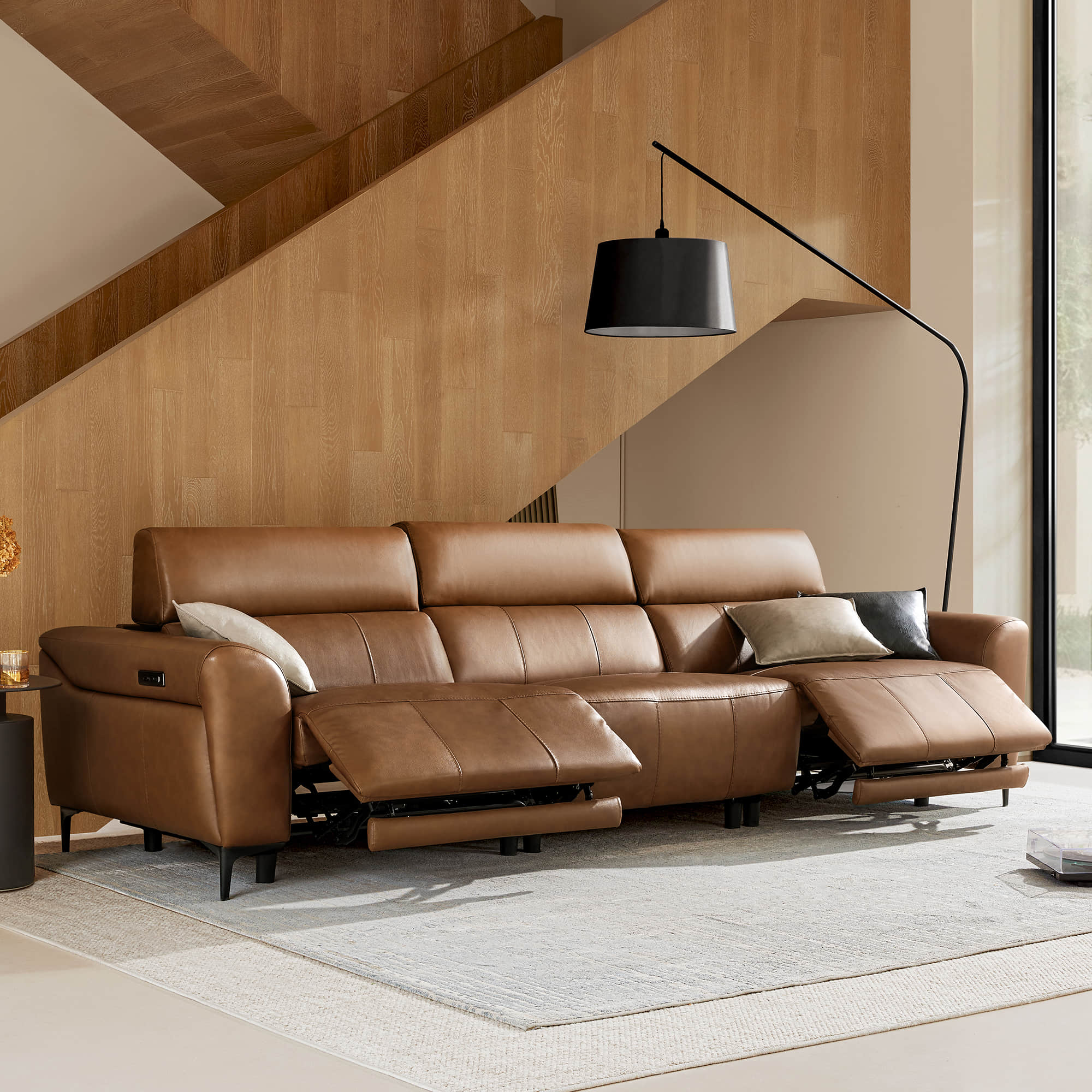 Murphy Premium Dual-Motor Genuine Leather Zero-Wall Power Reclining Sofa - Image 11