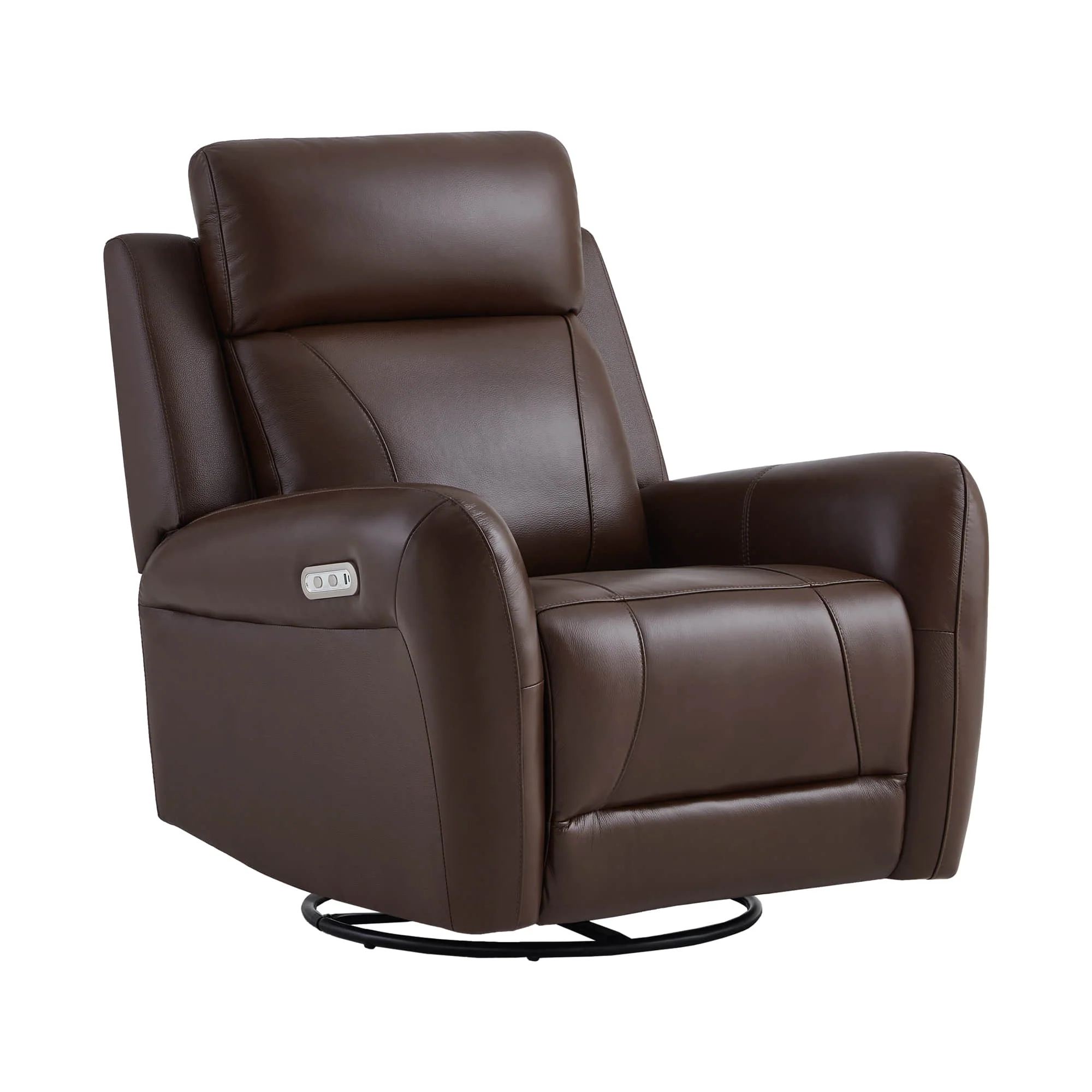 Myles Genuine Leather Swivel Glider Power Recliner - Image 17