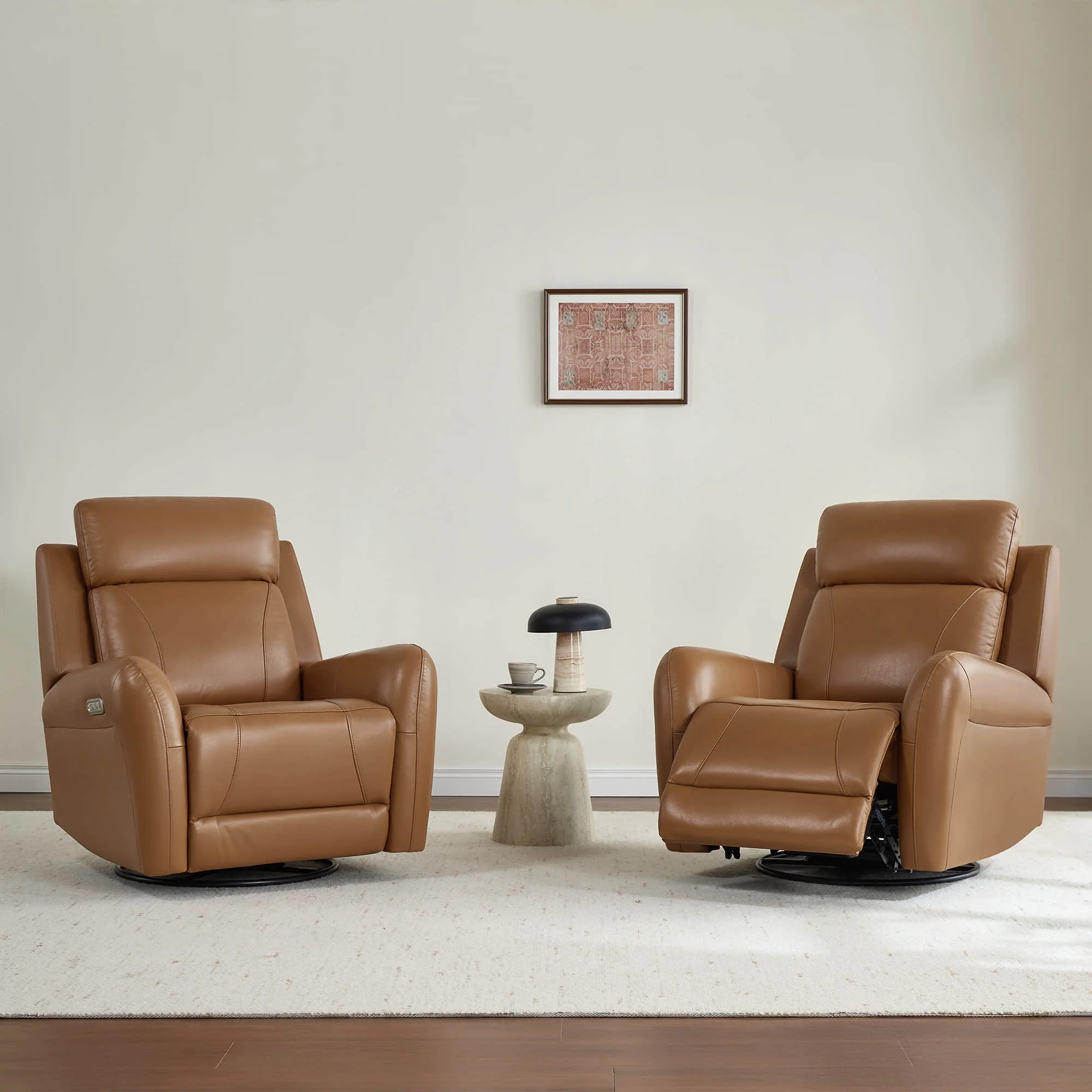 Myles Genuine Leather Swivel Glider Power Recliner - Image 33