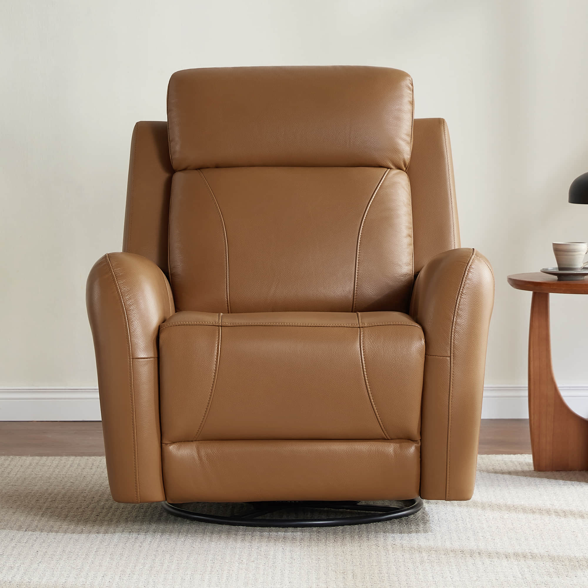 Myles Genuine Leather Swivel Glider Power Recliner - Image 35