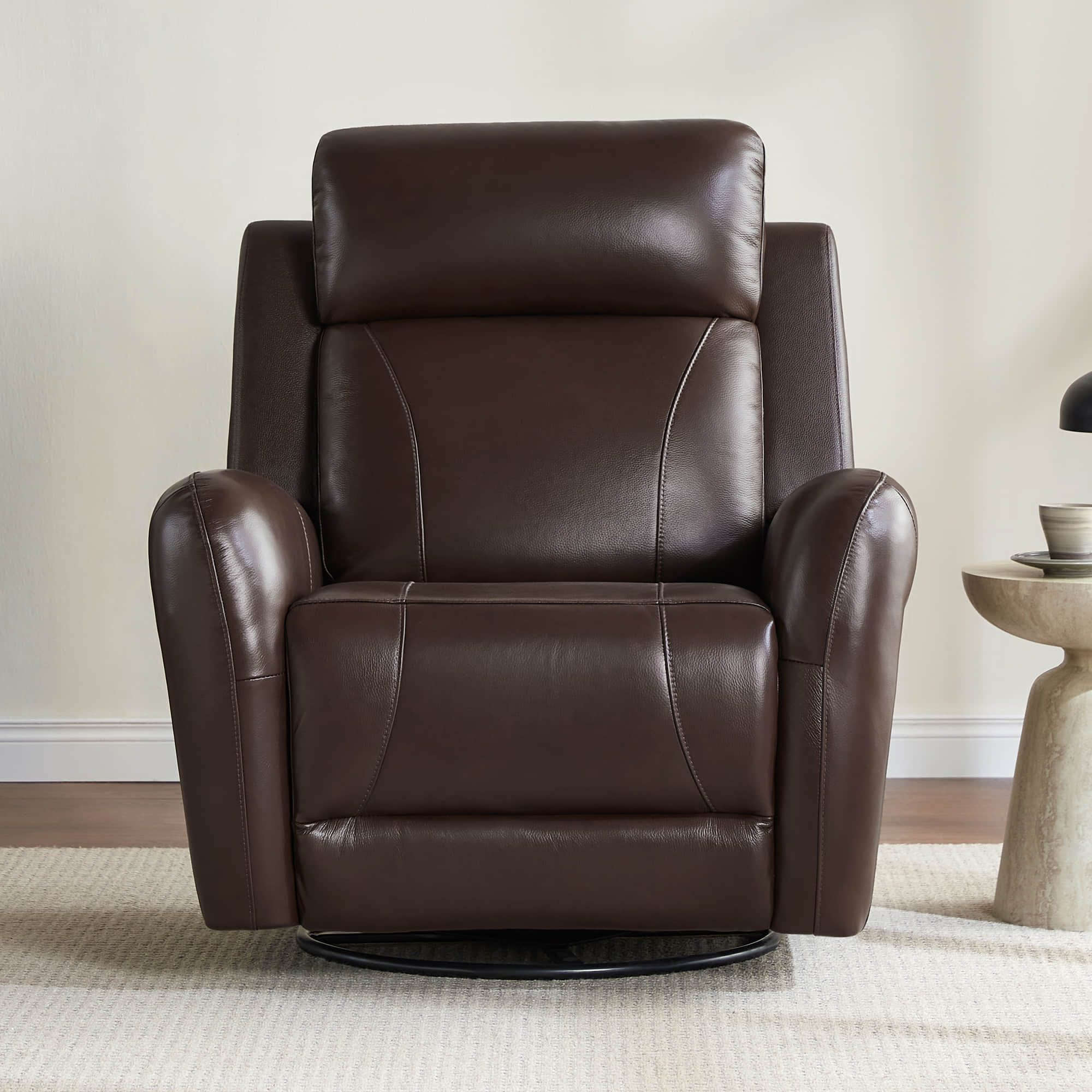 Myles Genuine Leather Swivel Glider Power Recliner - Image 37
