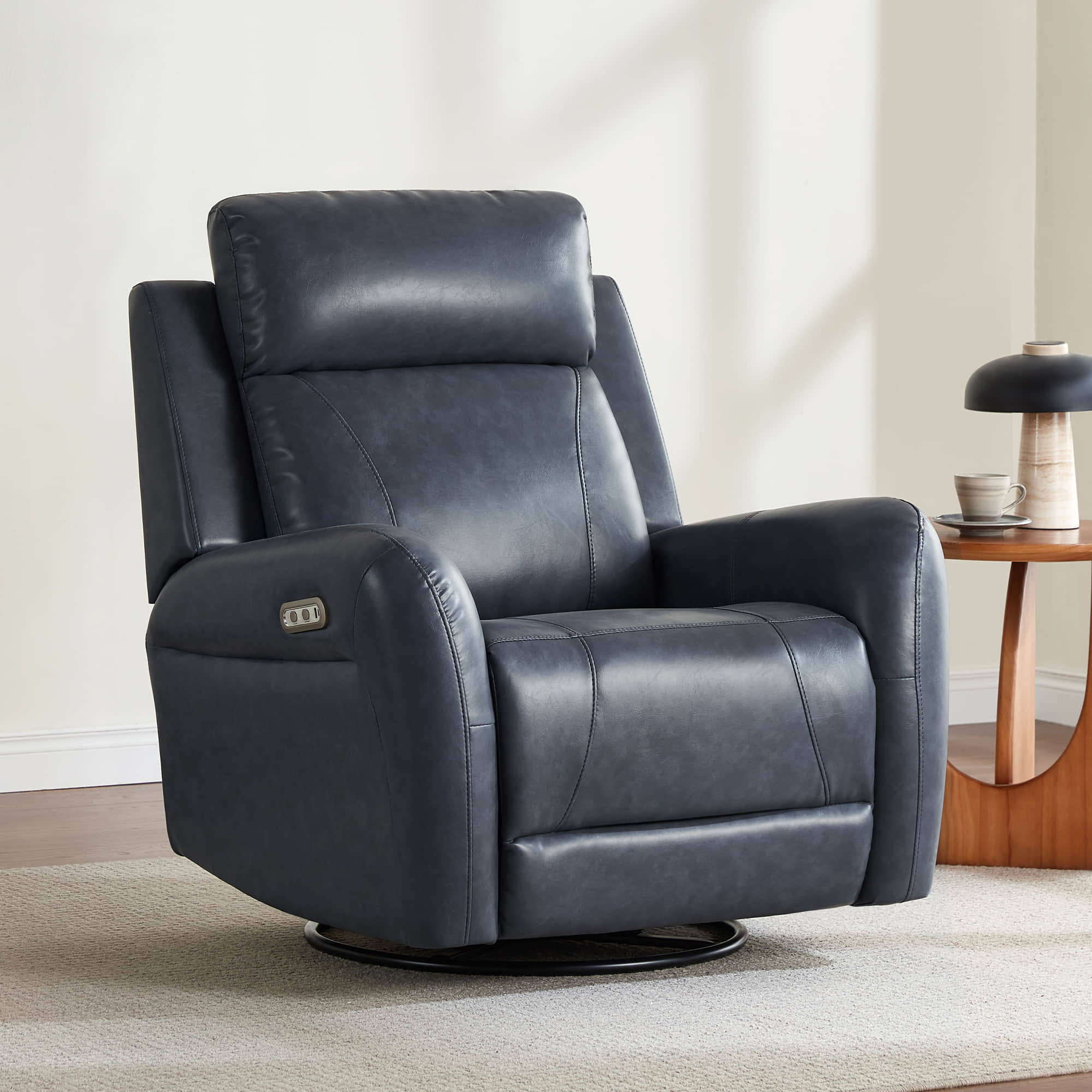 Myles Genuine Leather Swivel Glider Power Recliner - Image 39