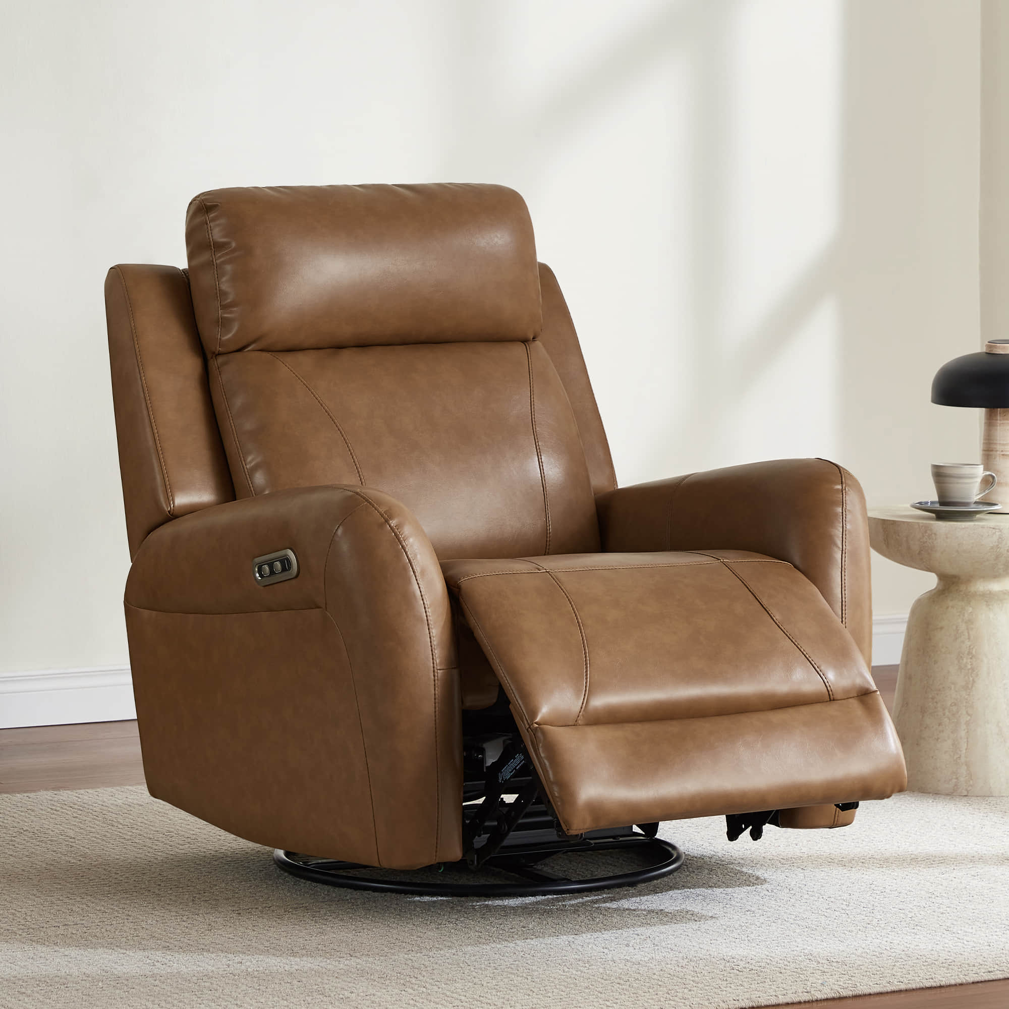 Myles Genuine Leather Swivel Glider Power Recliner - Image 44