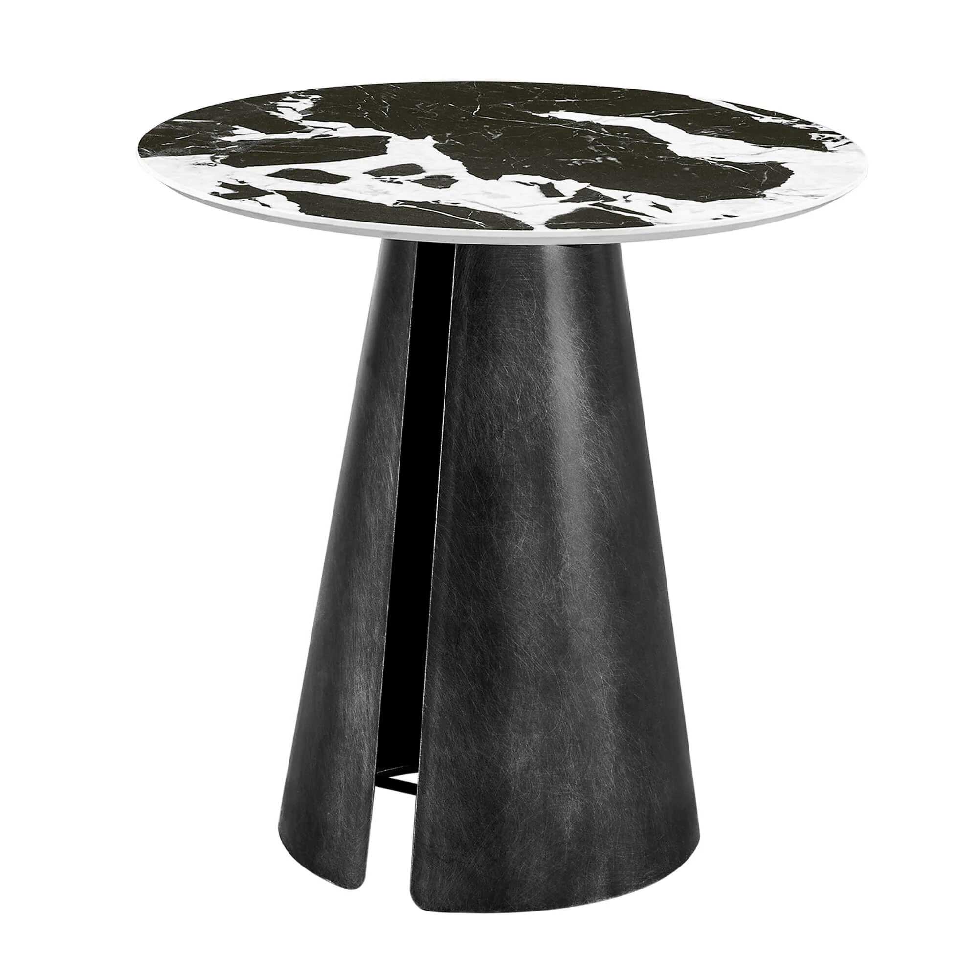 Natalie Black Sintered Stone Round Side Table - Image 3