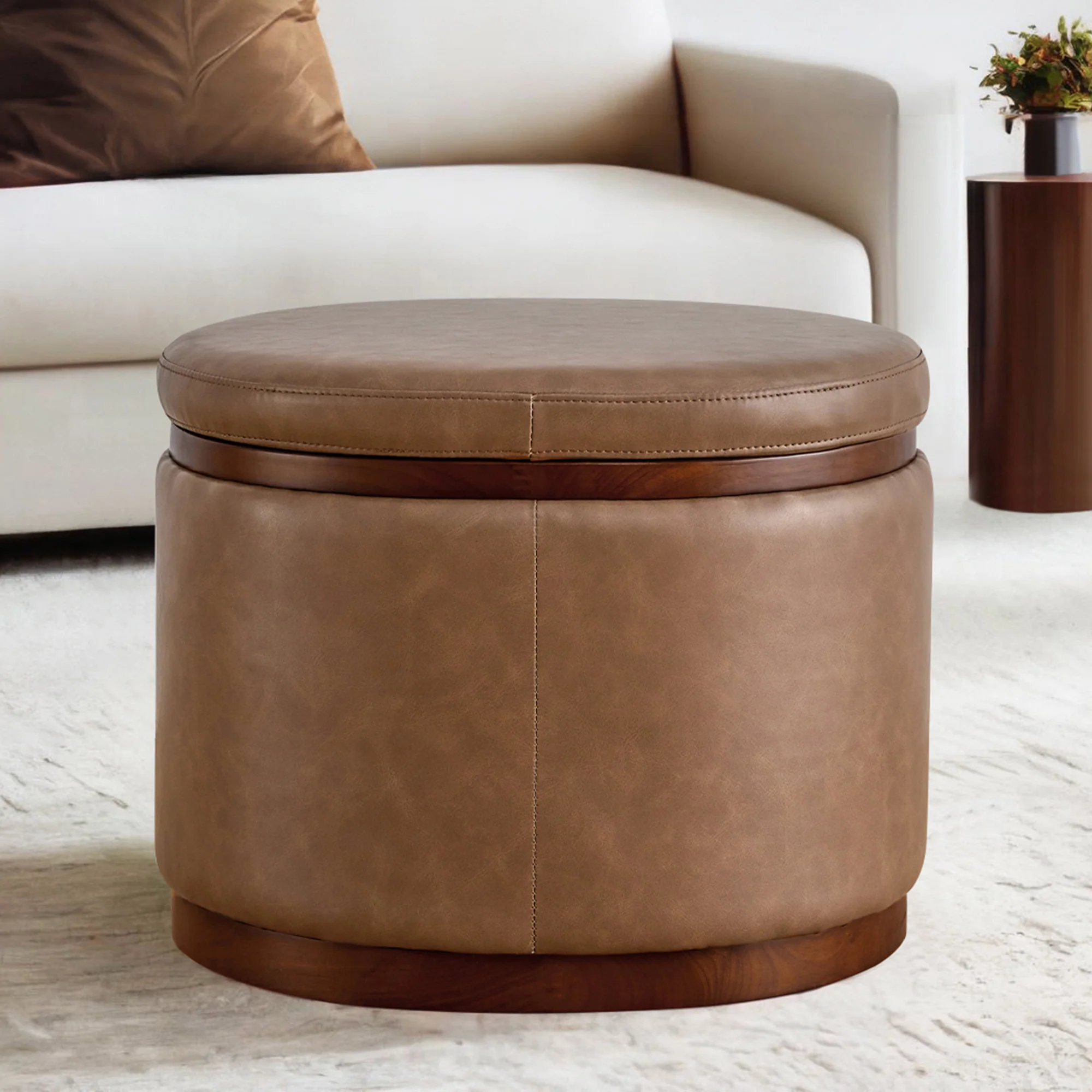 Nest Oval storage ottoman Storage Mid Century Ottoman - Image 5