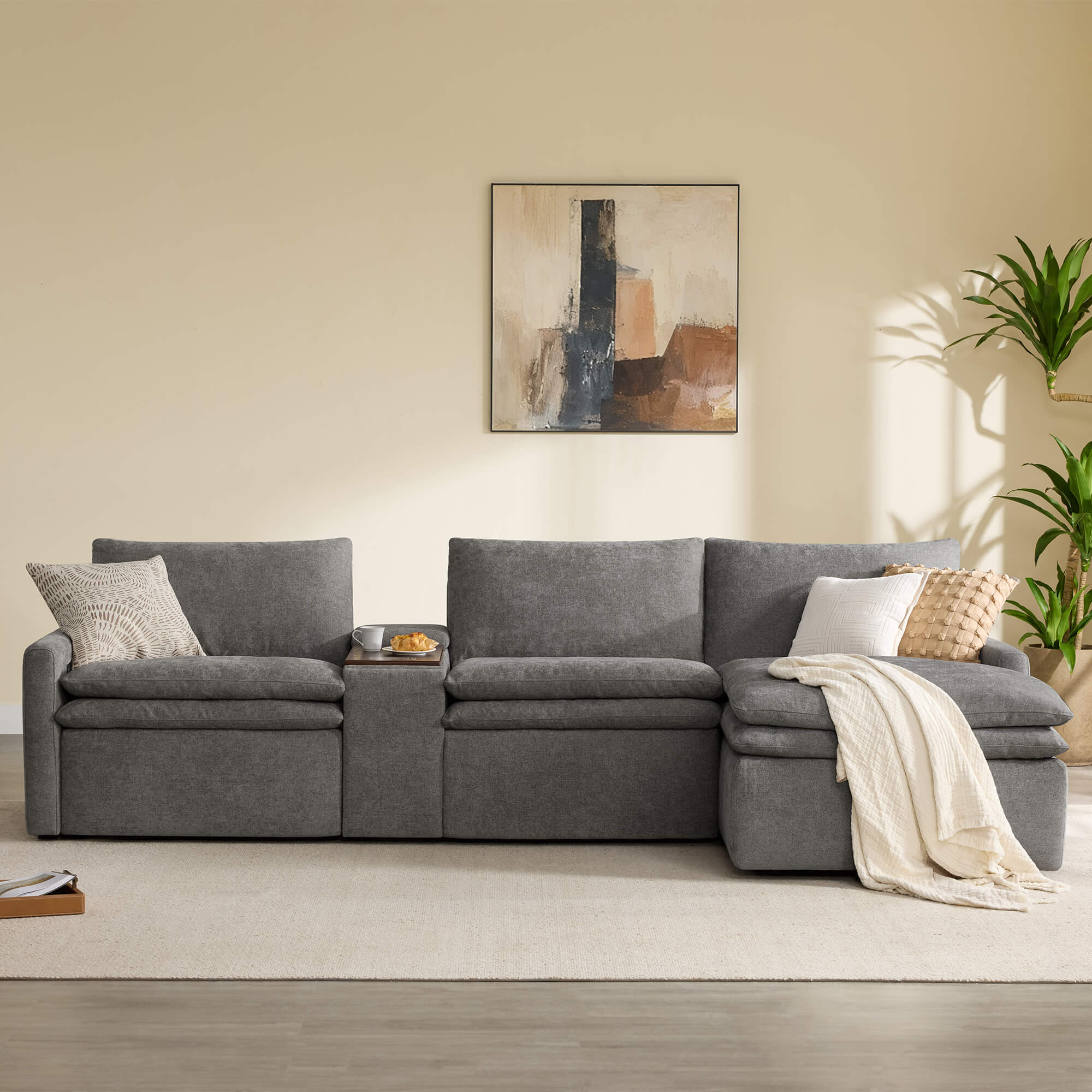 Ohana Zero Gravity Modular Lay-Flat Reclining Sofa with Chaise - Image 14