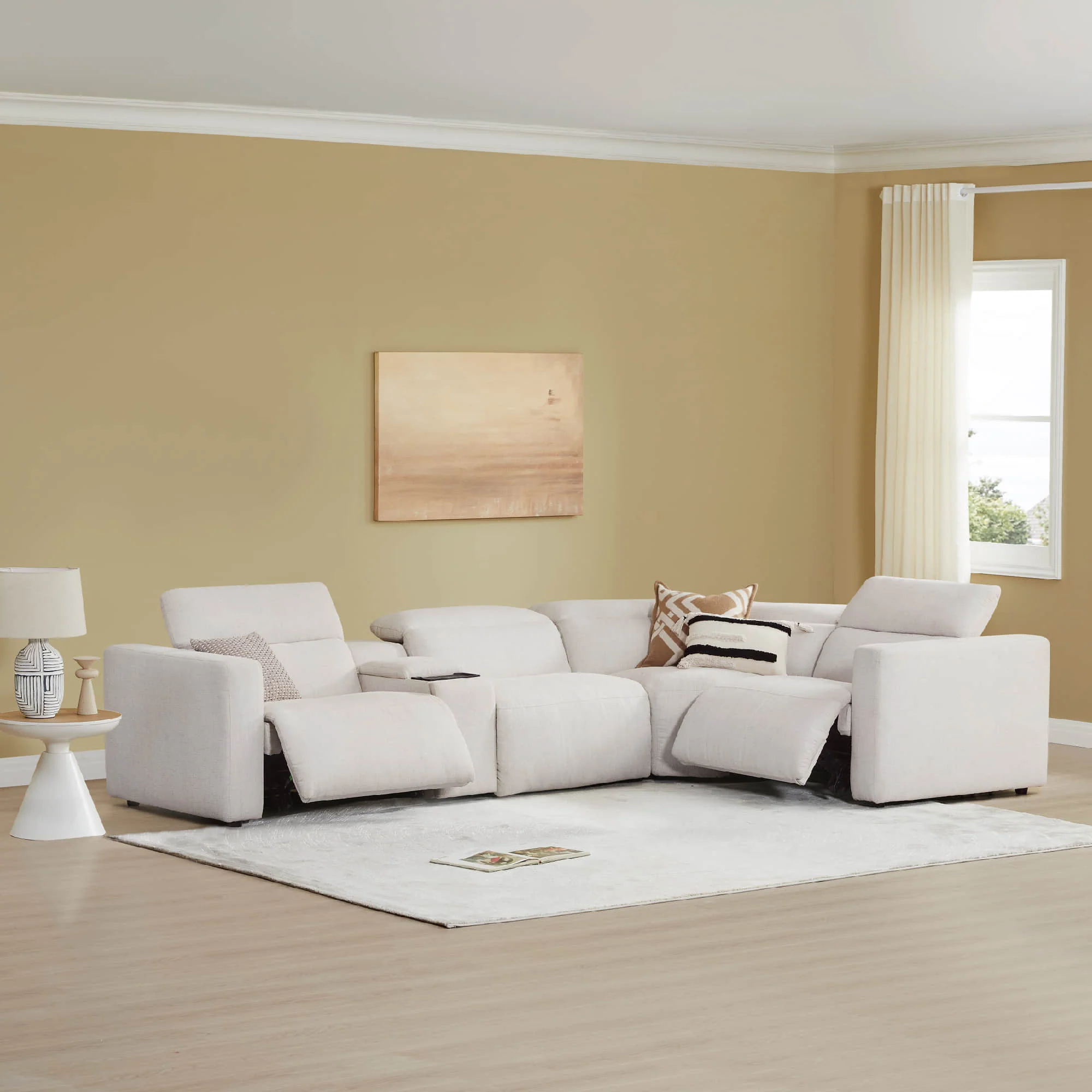 Oliver 4-Seat Wall-hugger Reclining Sectional Sofa with Power Headrest - Image 26