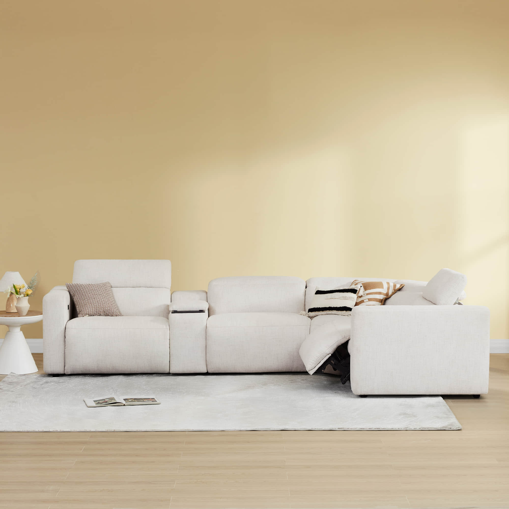 Oliver 4-Seat Wall-hugger Reclining Sectional Sofa with Power Headrest - Image 3