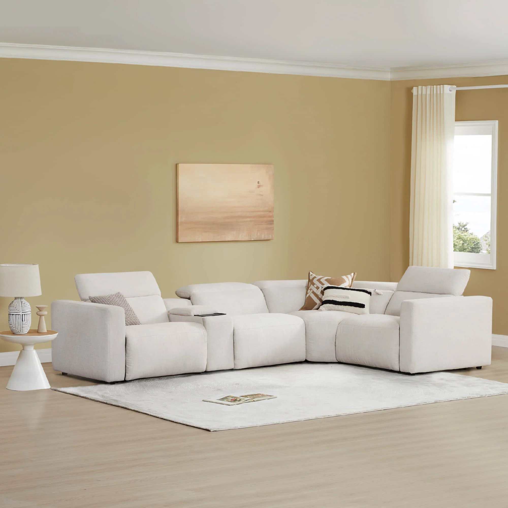 Oliver 4-Seat Wall-hugger Reclining Sectional Sofa with Power Headrest - Image 4