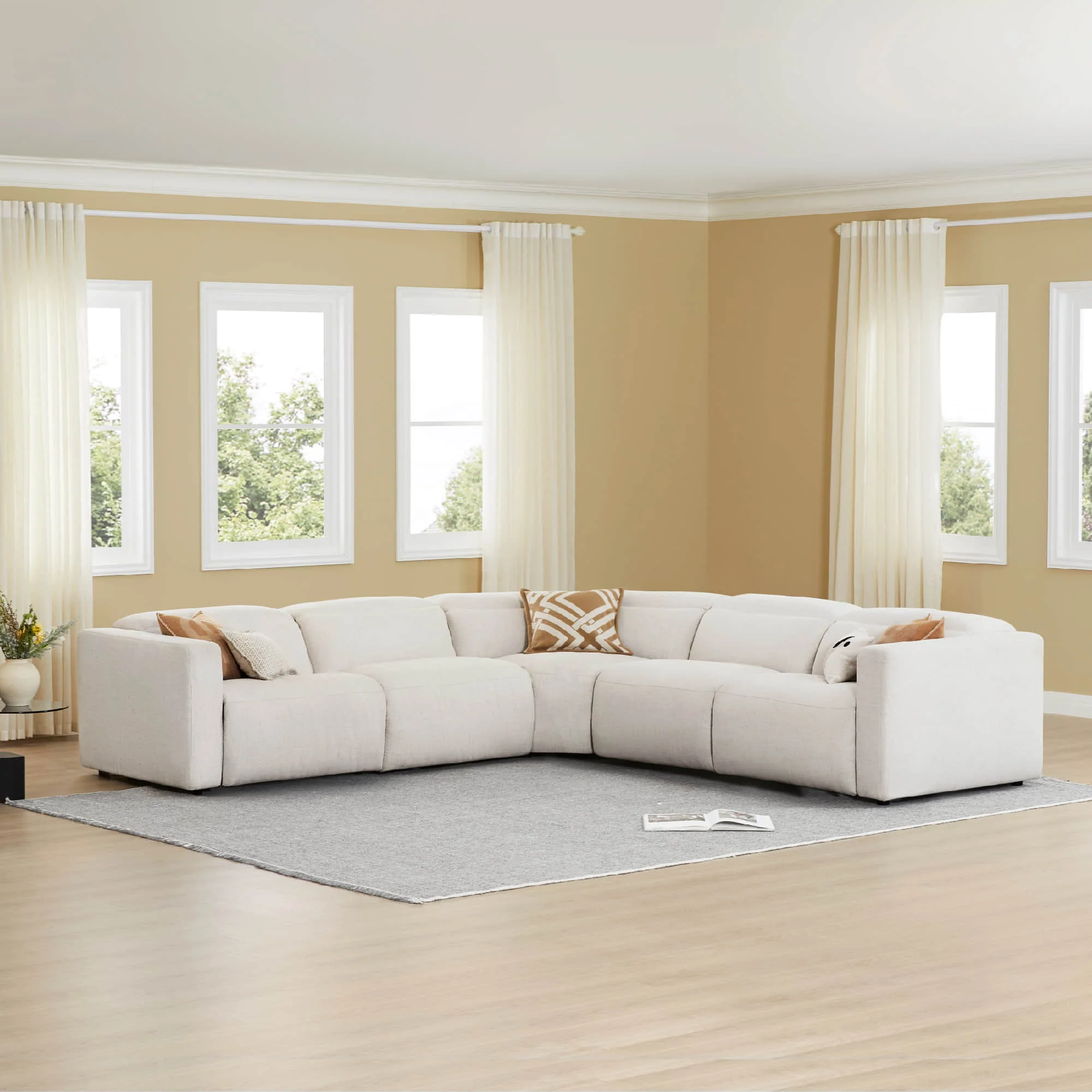 Oliver 5-Seat Wall-hugger Reclining Sectional Sofa with Power Headrest - Image 13