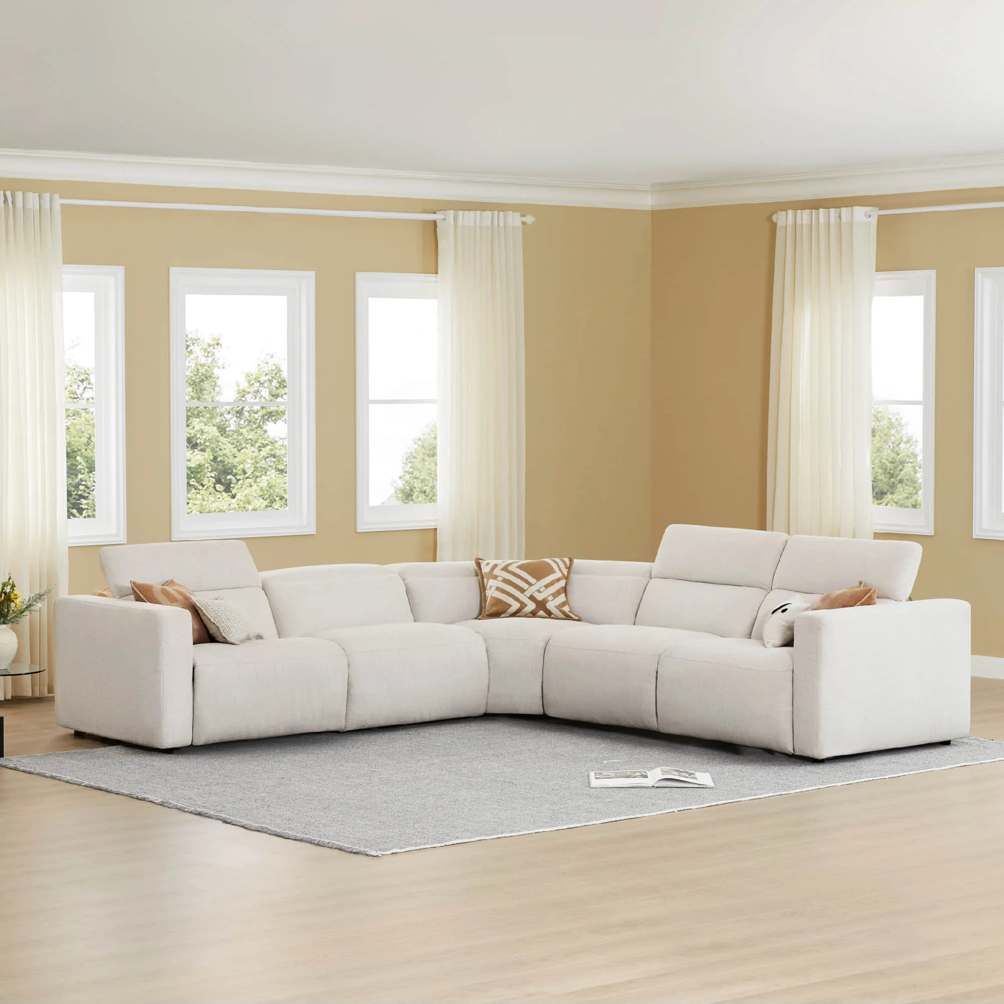 Oliver 5-Seat Wall-hugger Reclining Sectional Sofa with Power Headrest - Image 16