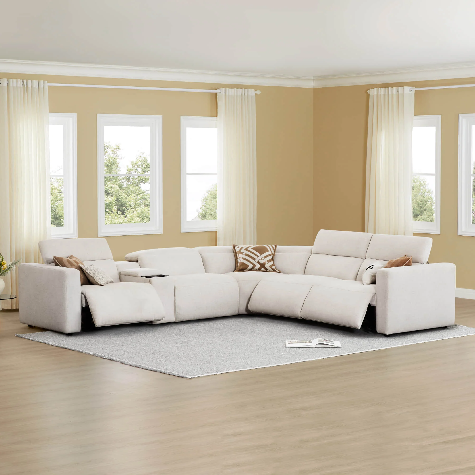 Oliver 5-Seat Wall-hugger Reclining Sectional Sofa with Power Headrest - Image 2