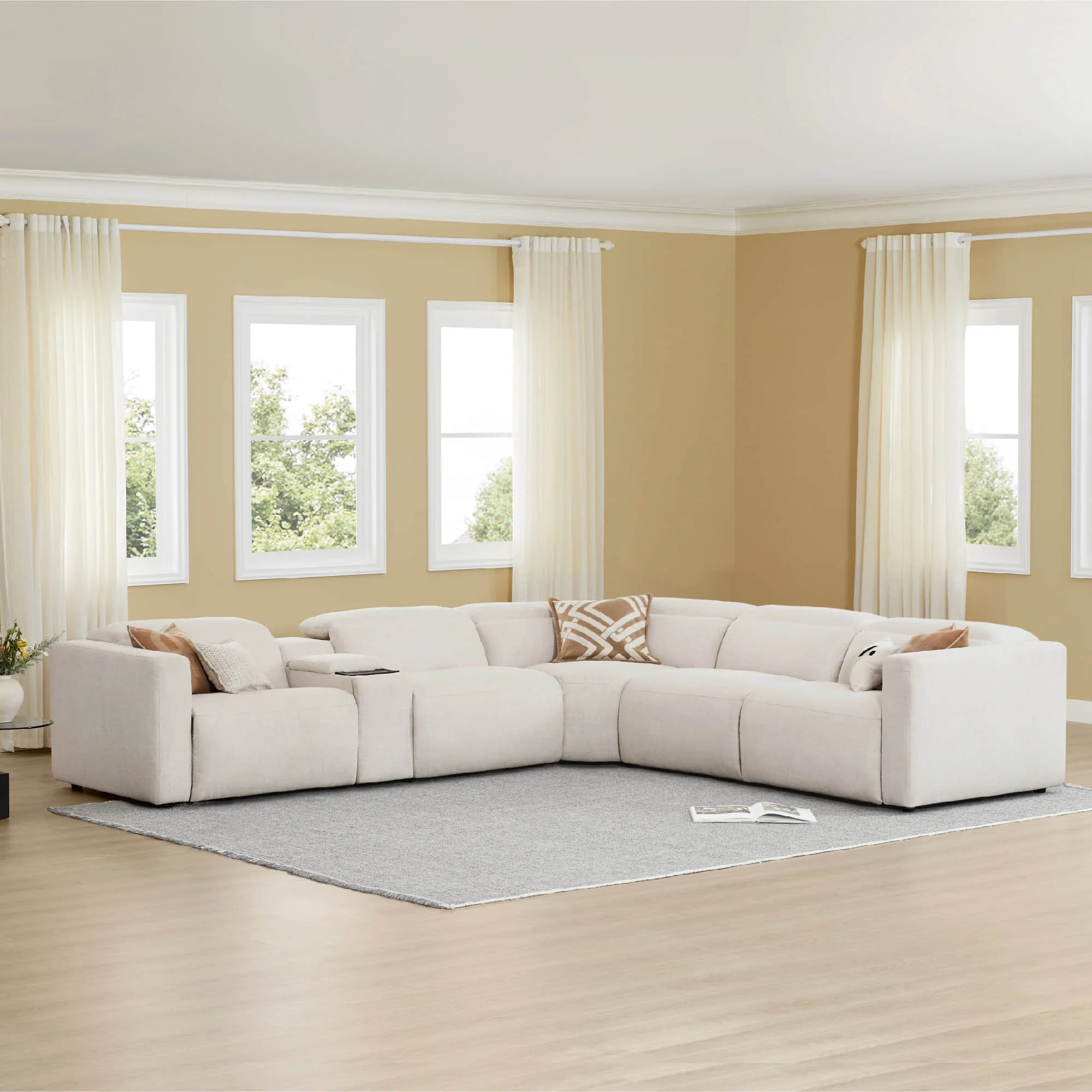 Oliver 5-Seat Wall-hugger Reclining Sectional Sofa with Power Headrest - Image 27