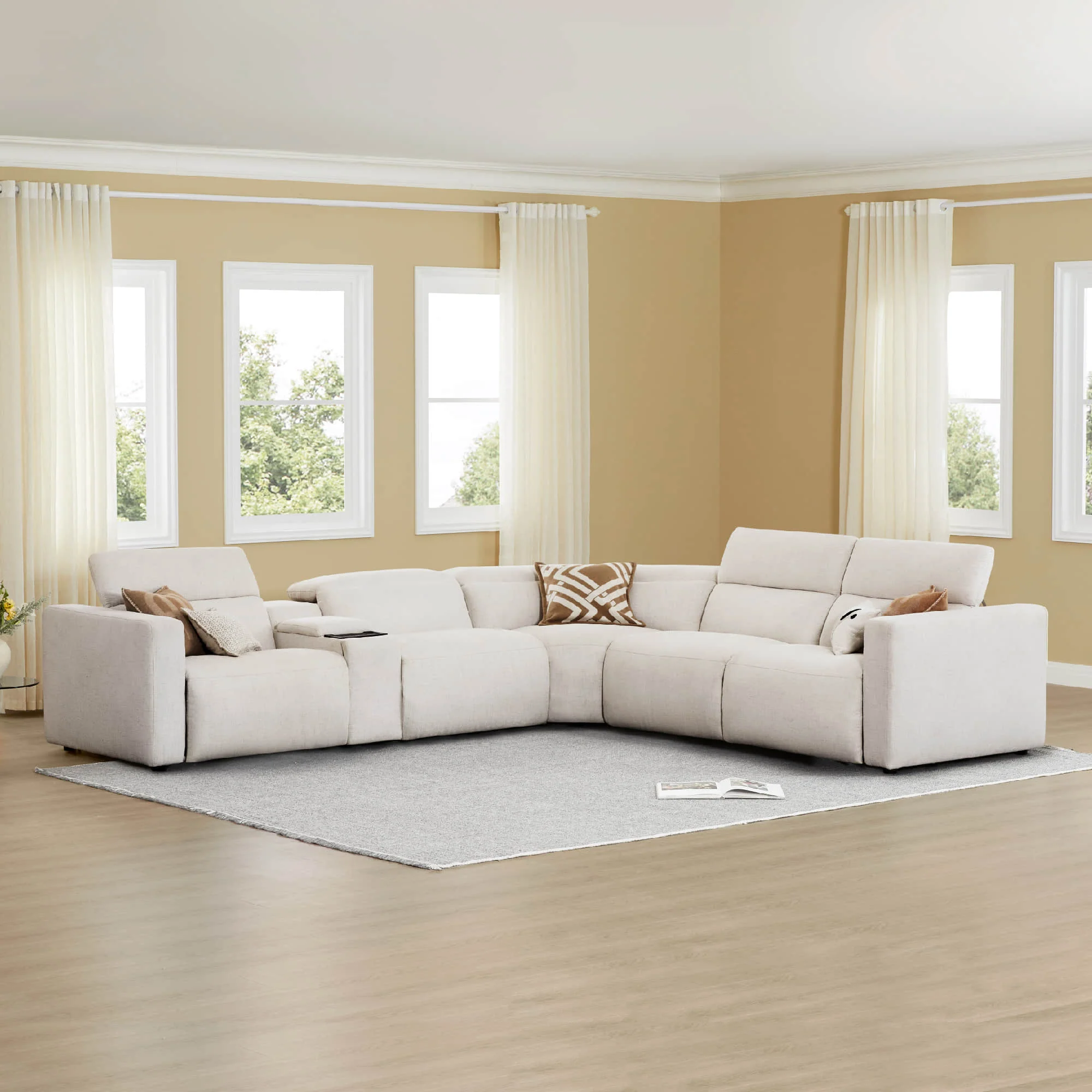 Oliver 5-Seat Wall-hugger Reclining Sectional Sofa with Power Headrest - Image 28