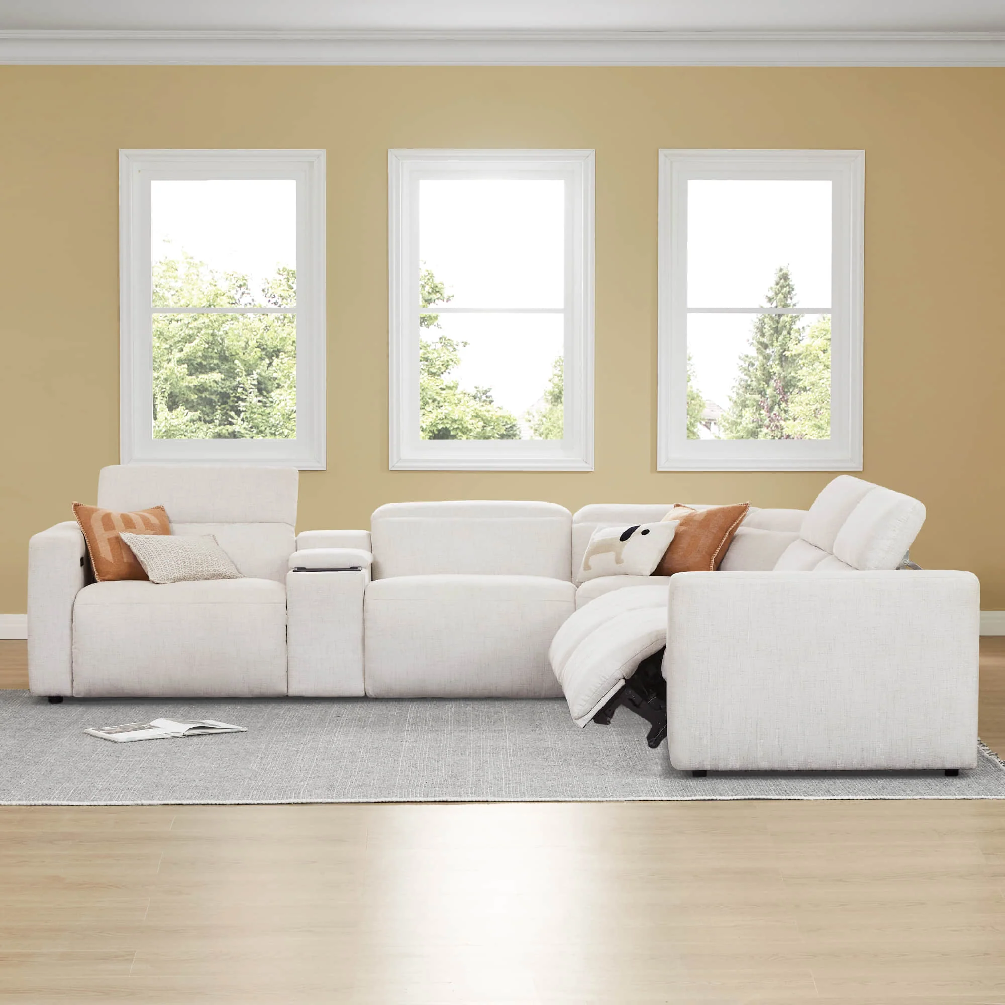 Oliver 5-Seat Wall-hugger Reclining Sectional Sofa with Power Headrest - Image 3