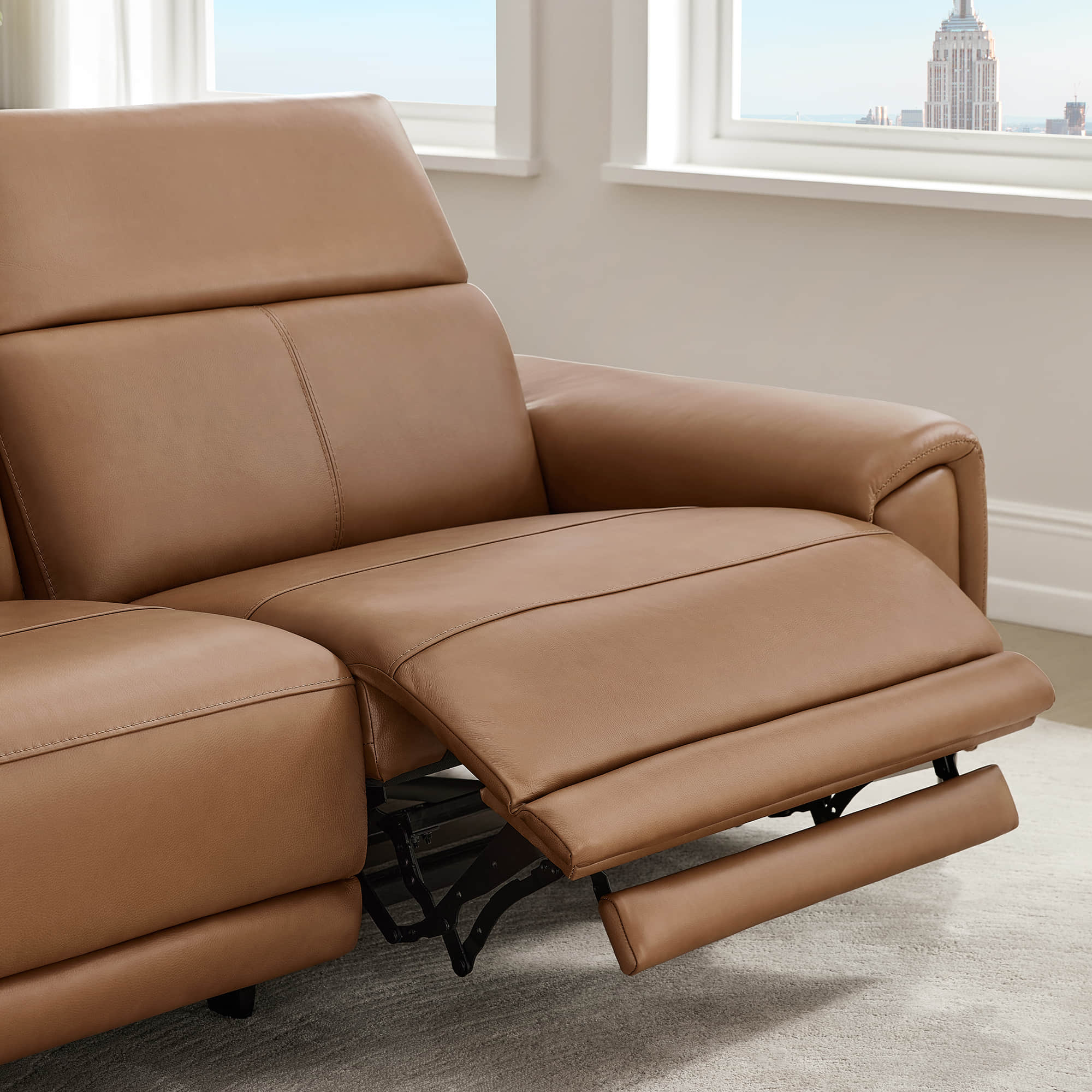Owen Genuine Leather Reclining Sofa with Power Headrest - Image 11