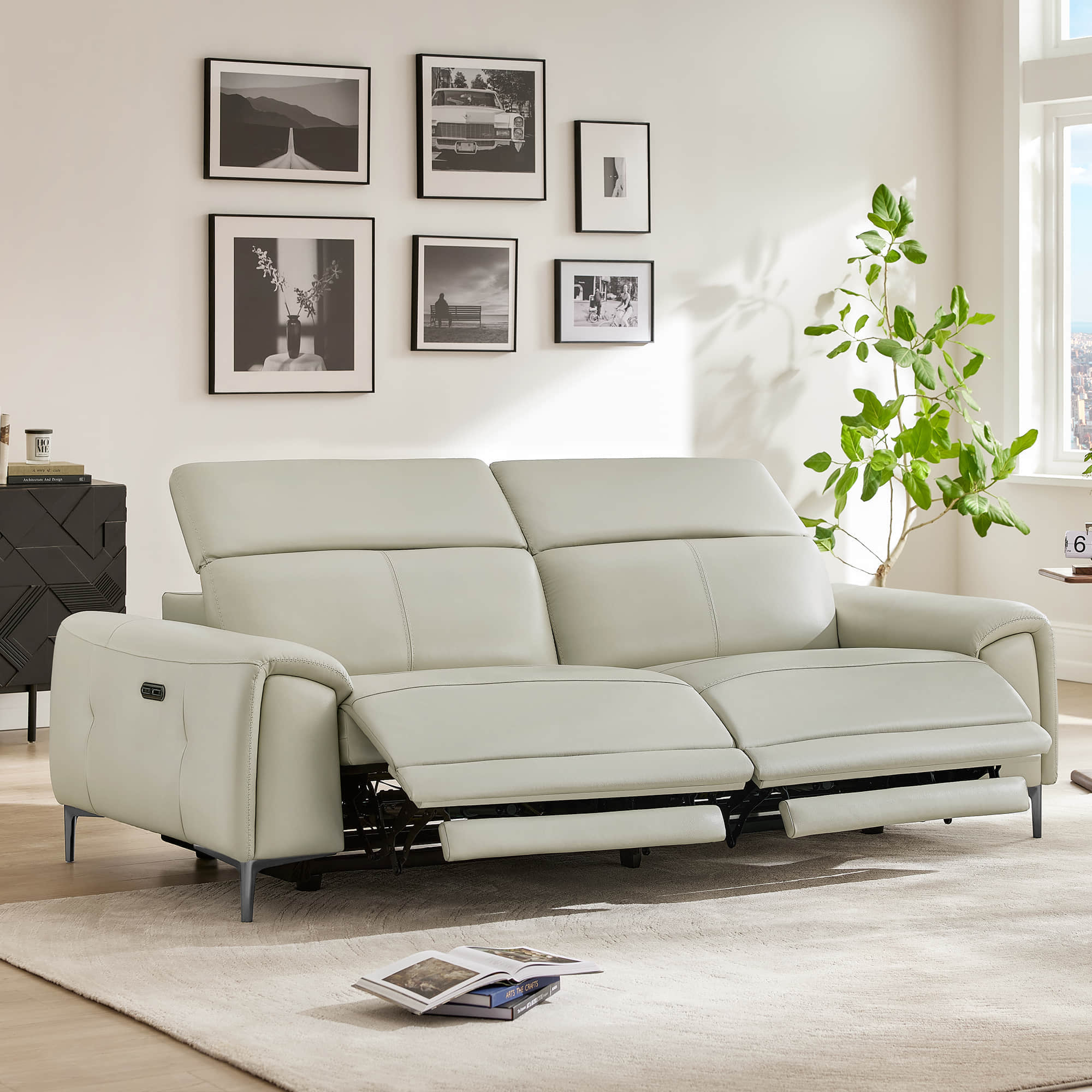 Owen Genuine Leather Reclining Sofa with Power Headrest - Image 2