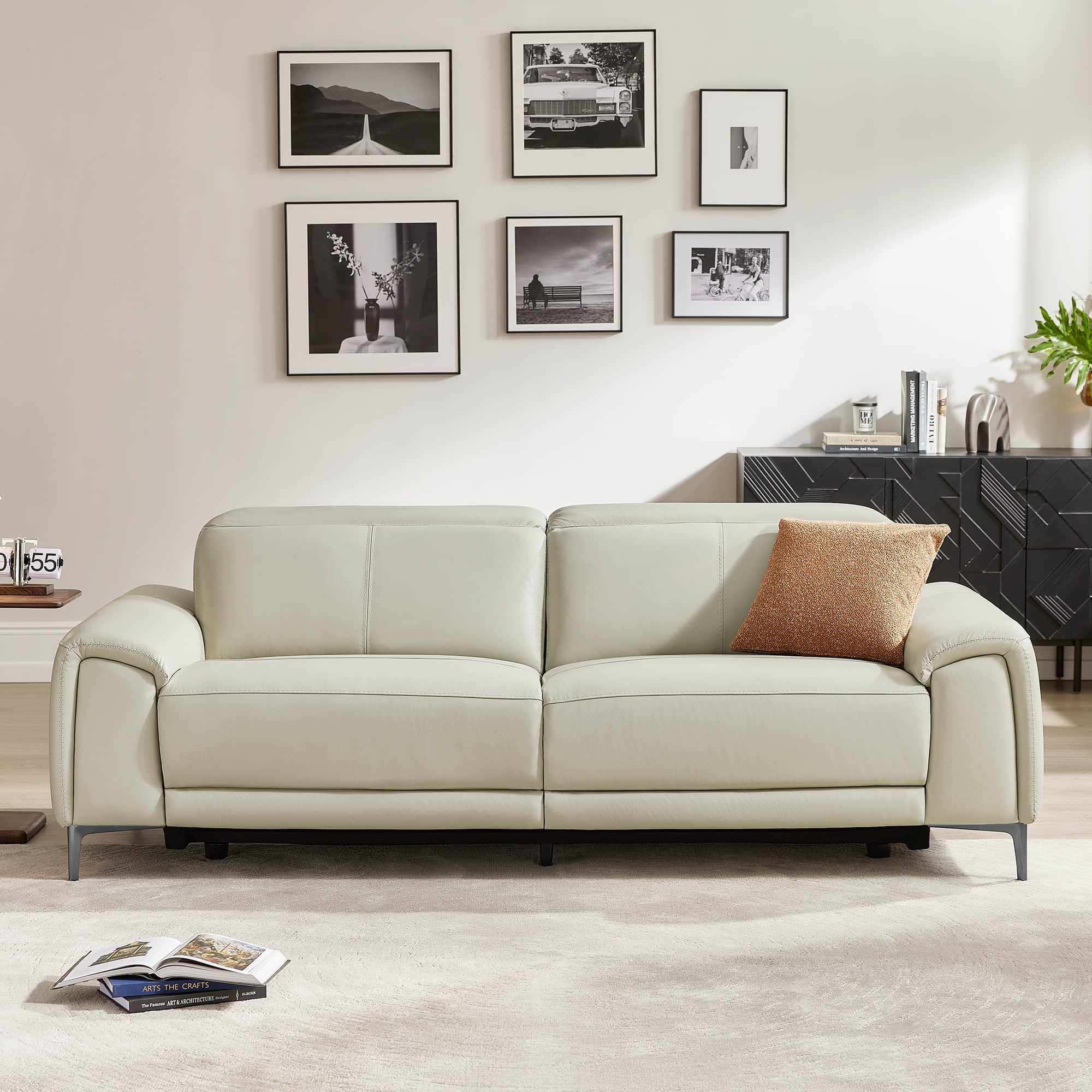 Owen Genuine Leather Reclining Sofa with Power Headrest - Image 4