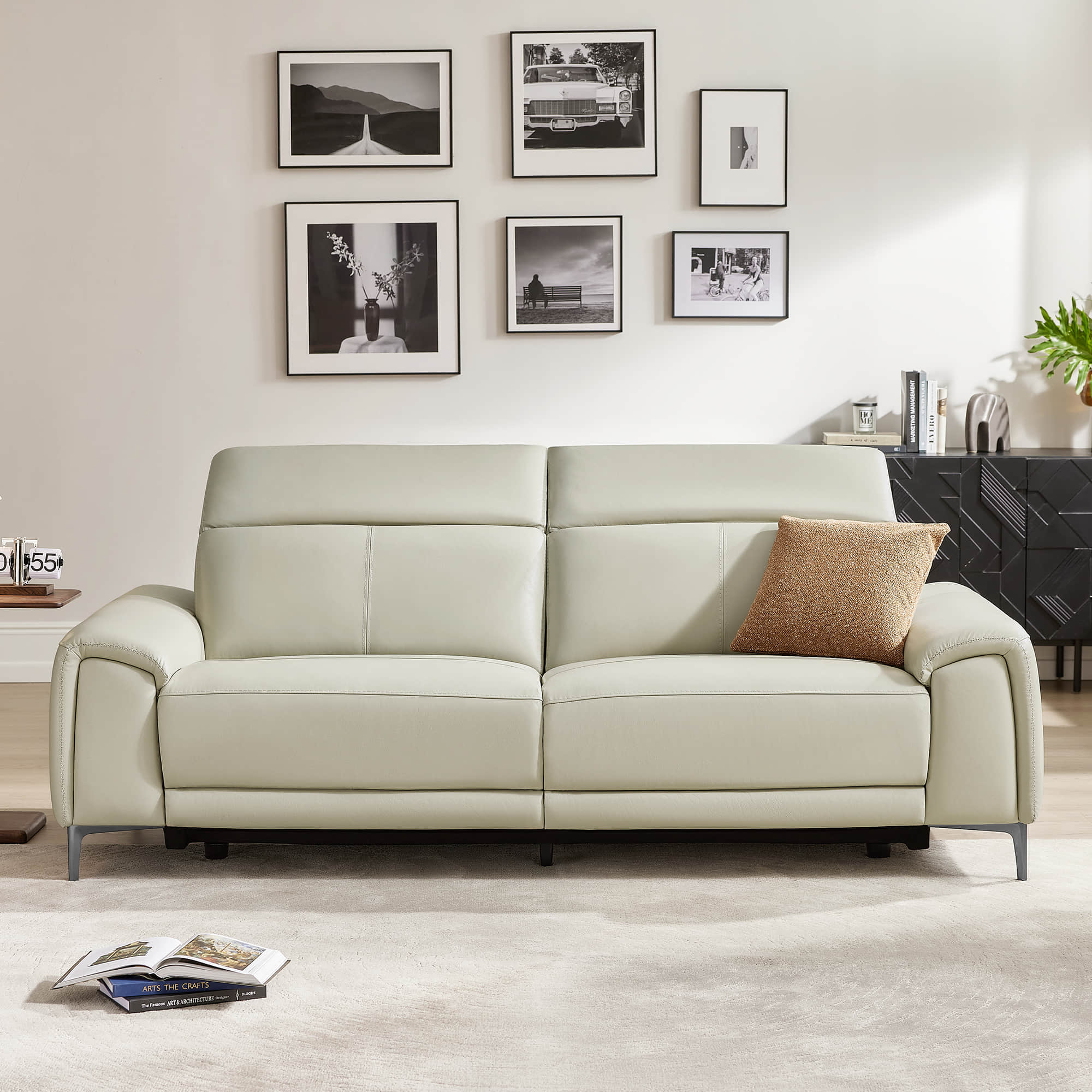 Owen Genuine Leather Reclining Sofa with Power Headrest - Image 5