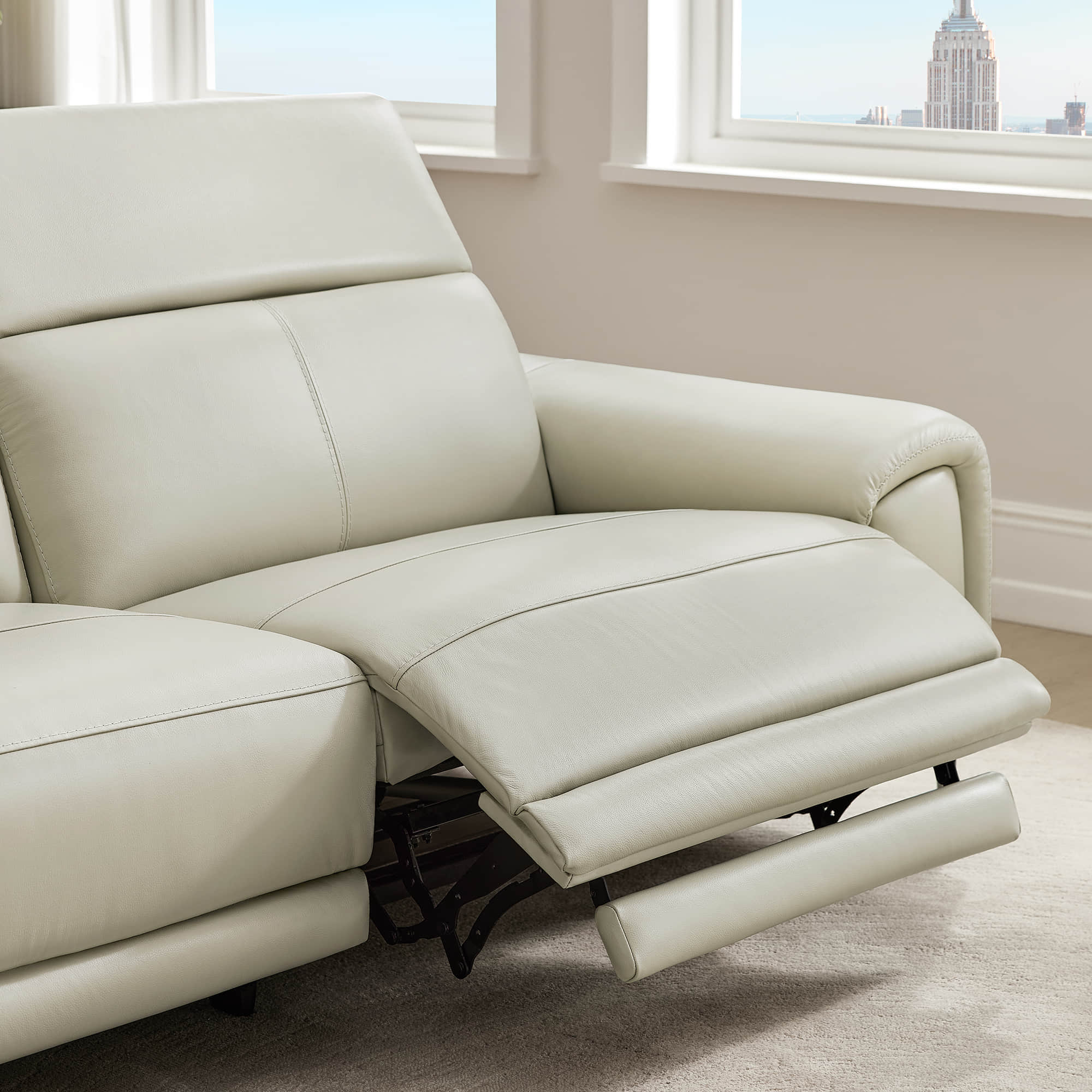 Owen Genuine Leather Reclining Sofa with Power Headrest - Image 6