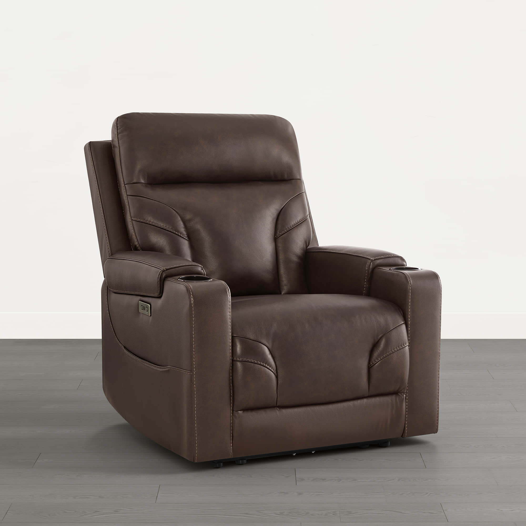 Raven Wall Hugger Genuine Leather Power Recliner with Cup Holders - Image 11
