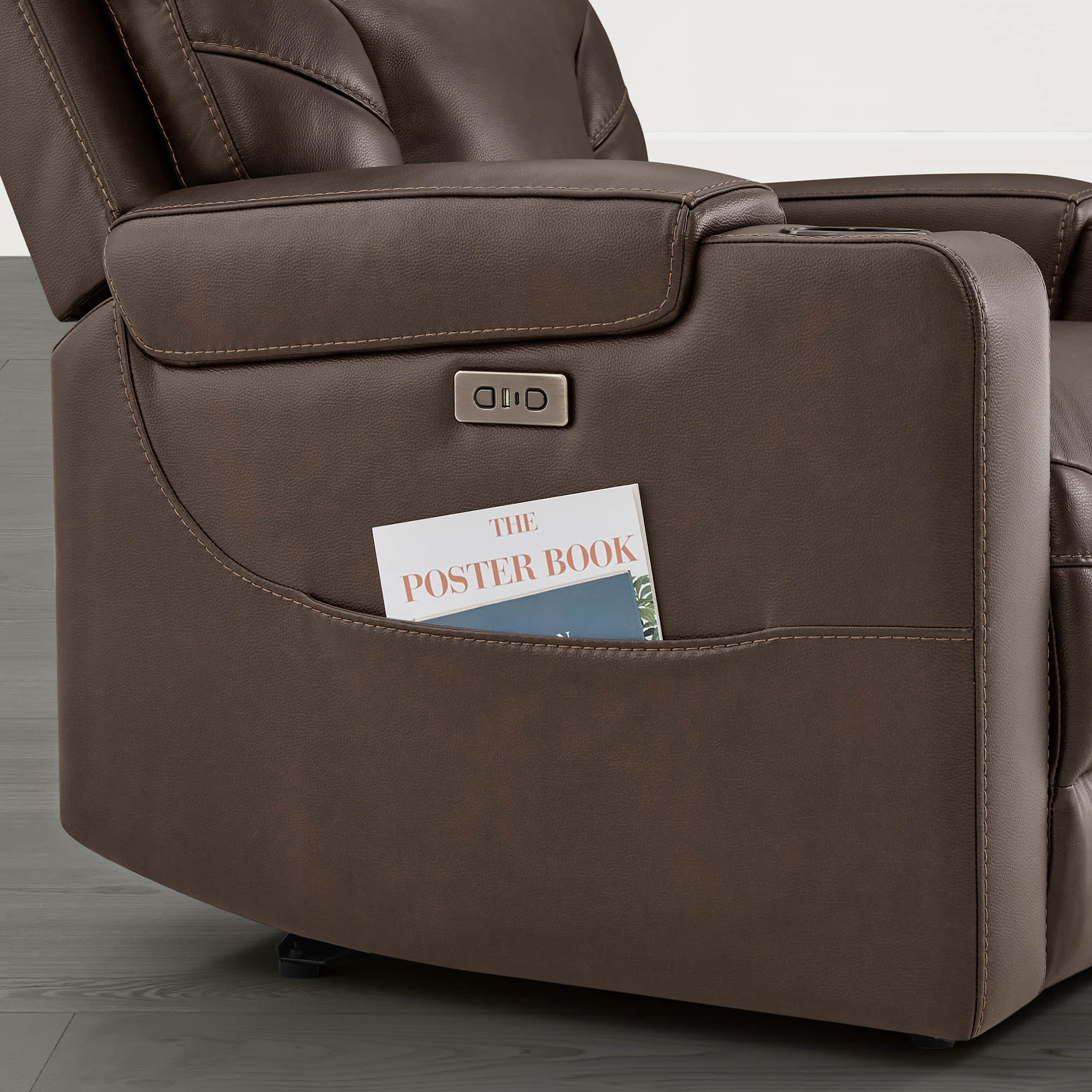 Raven Wall Hugger Genuine Leather Power Recliner with Cup Holders - Image 12