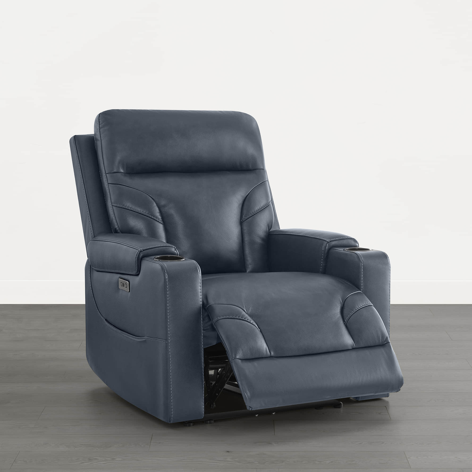 Raven Wall Hugger Genuine Leather Power Recliner with Cup Holders - Image 29