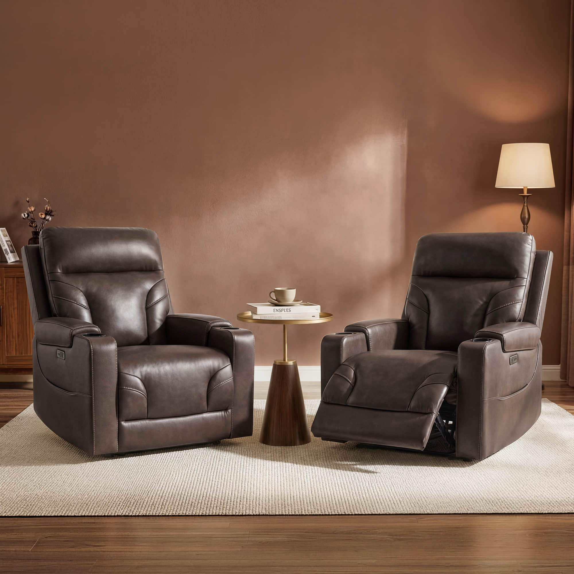 Raven Wall Hugger Genuine Leather Power Recliner with Cup Holders - Image 33