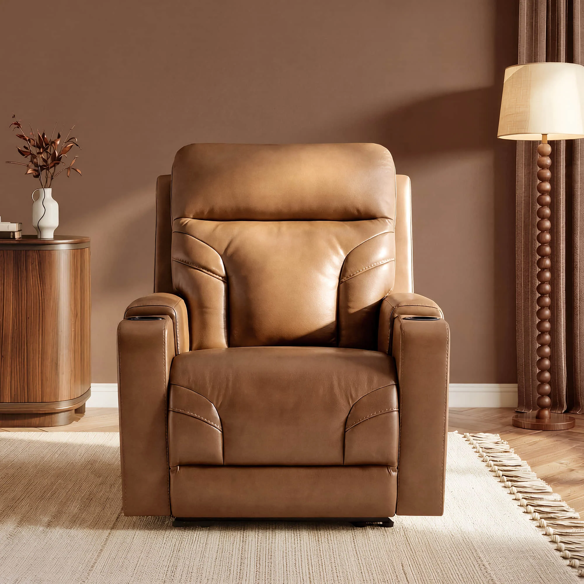 Raven Wall Hugger Genuine Leather Power Recliner with Cup Holders - Image 34