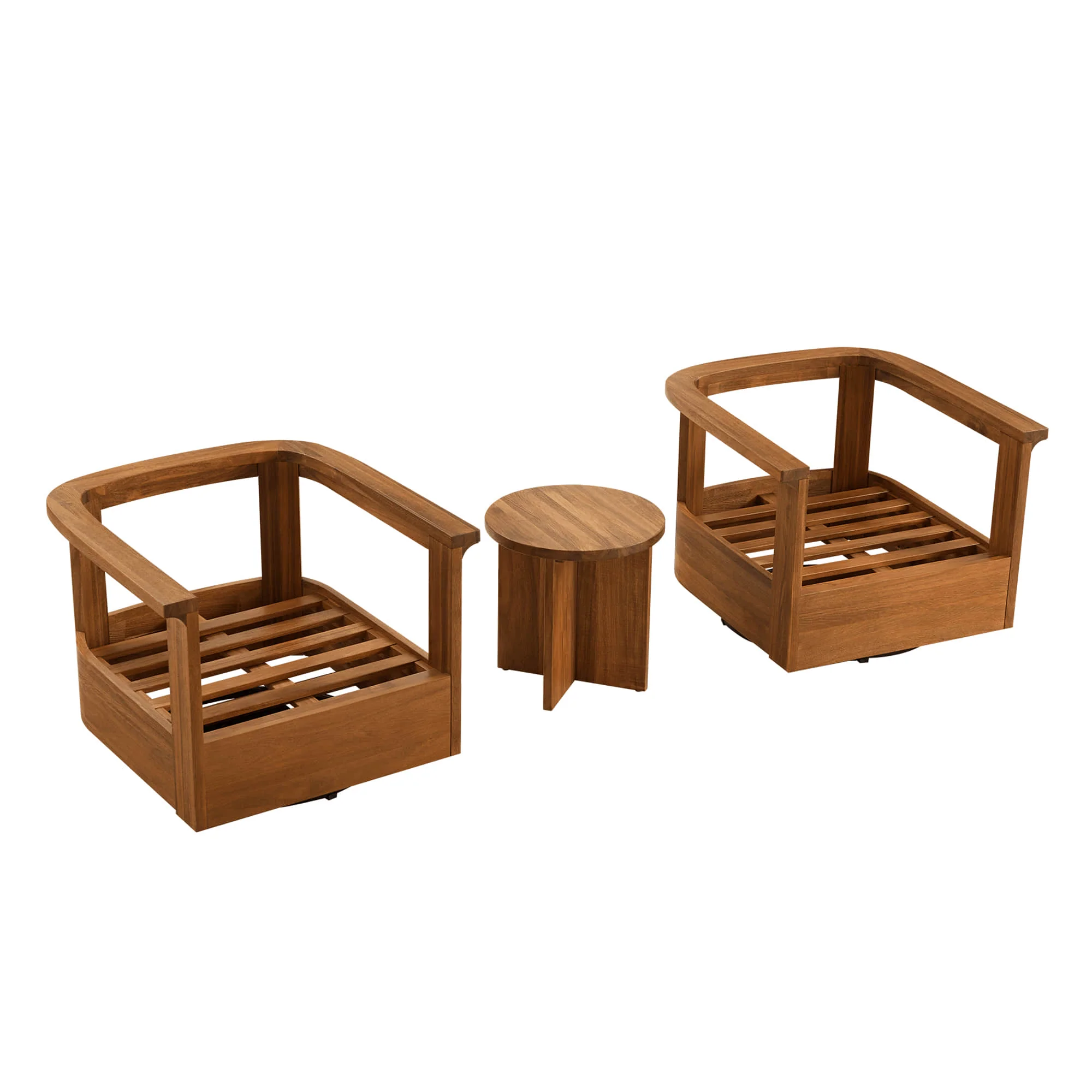 Raymond Modern Outdoor Acacia Wood Swivel Bistro Set - Image 25
