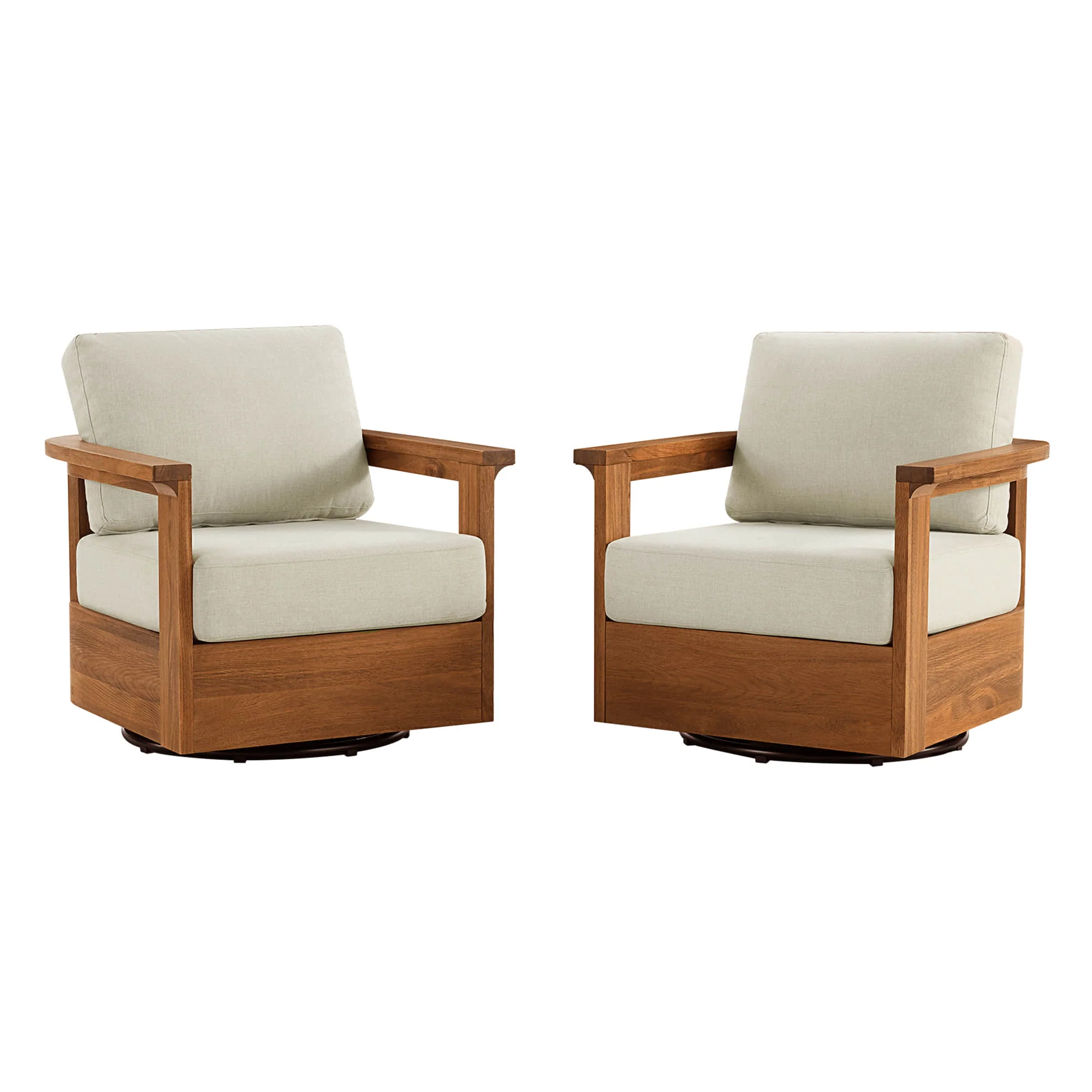 Raymond Modern Outdoor Acacia Wood Swivel Bistro Set - Image 29