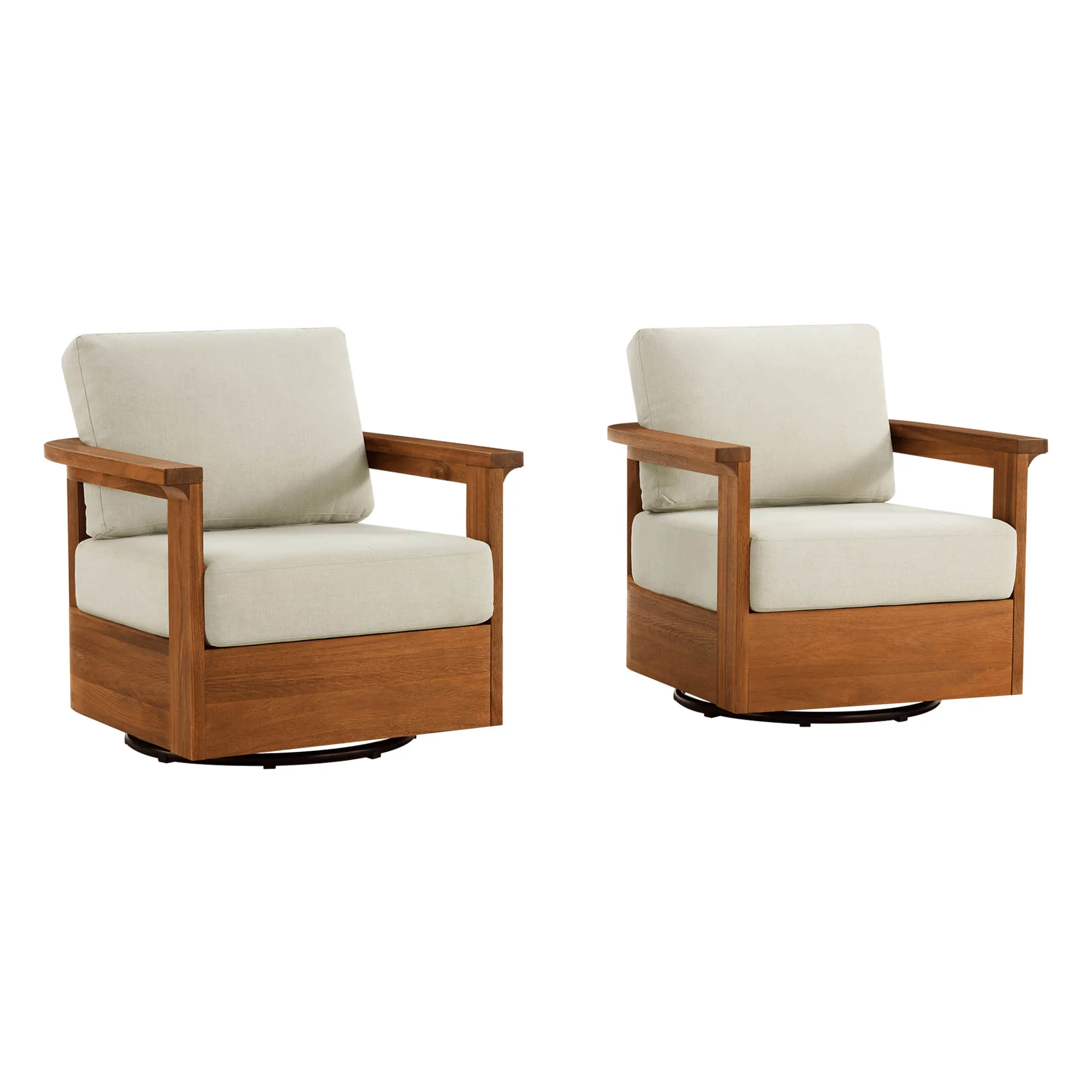 Raymond Modern Outdoor Acacia Wood Swivel Chair - Image 13