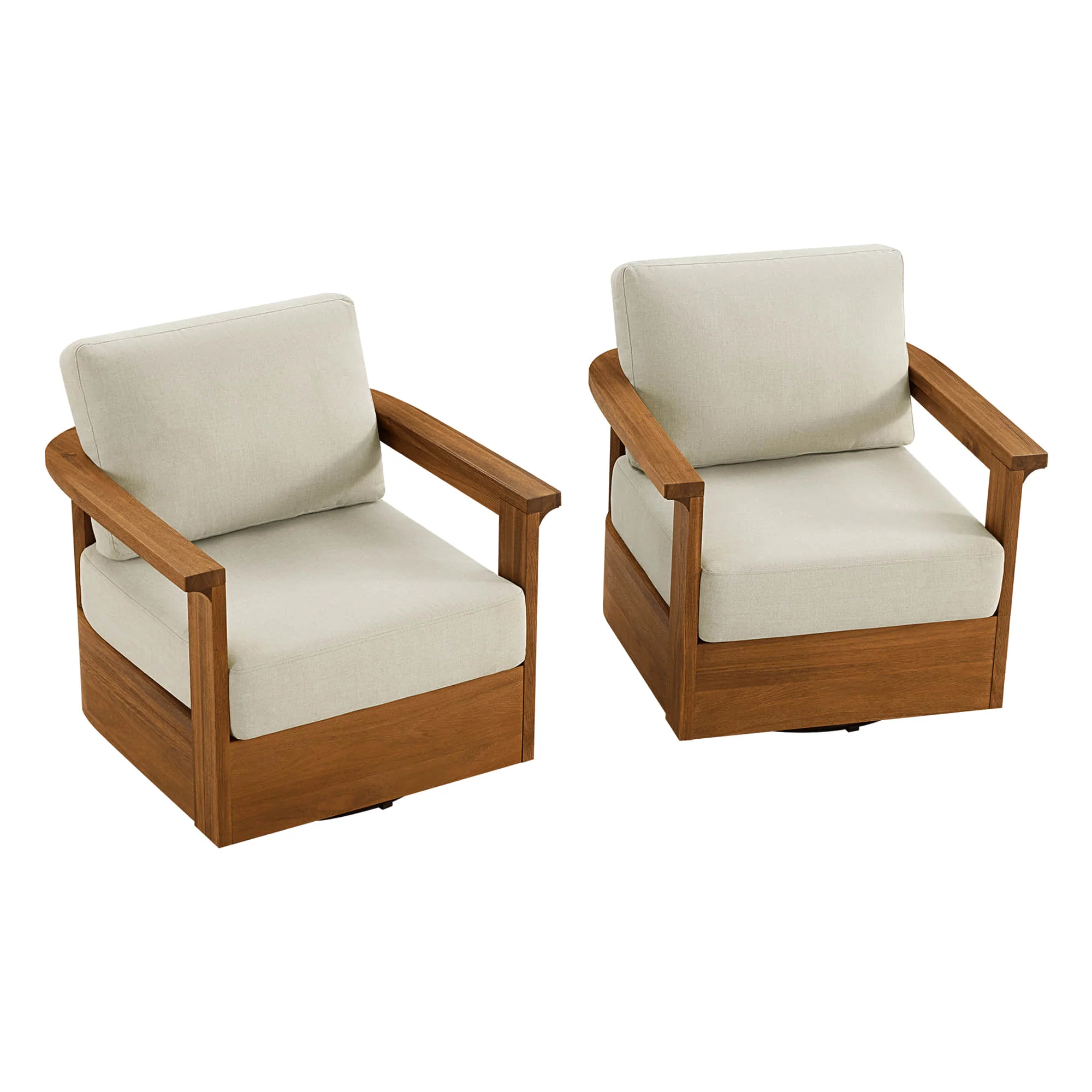 Raymond Modern Outdoor Acacia Wood Swivel Chair - Image 5