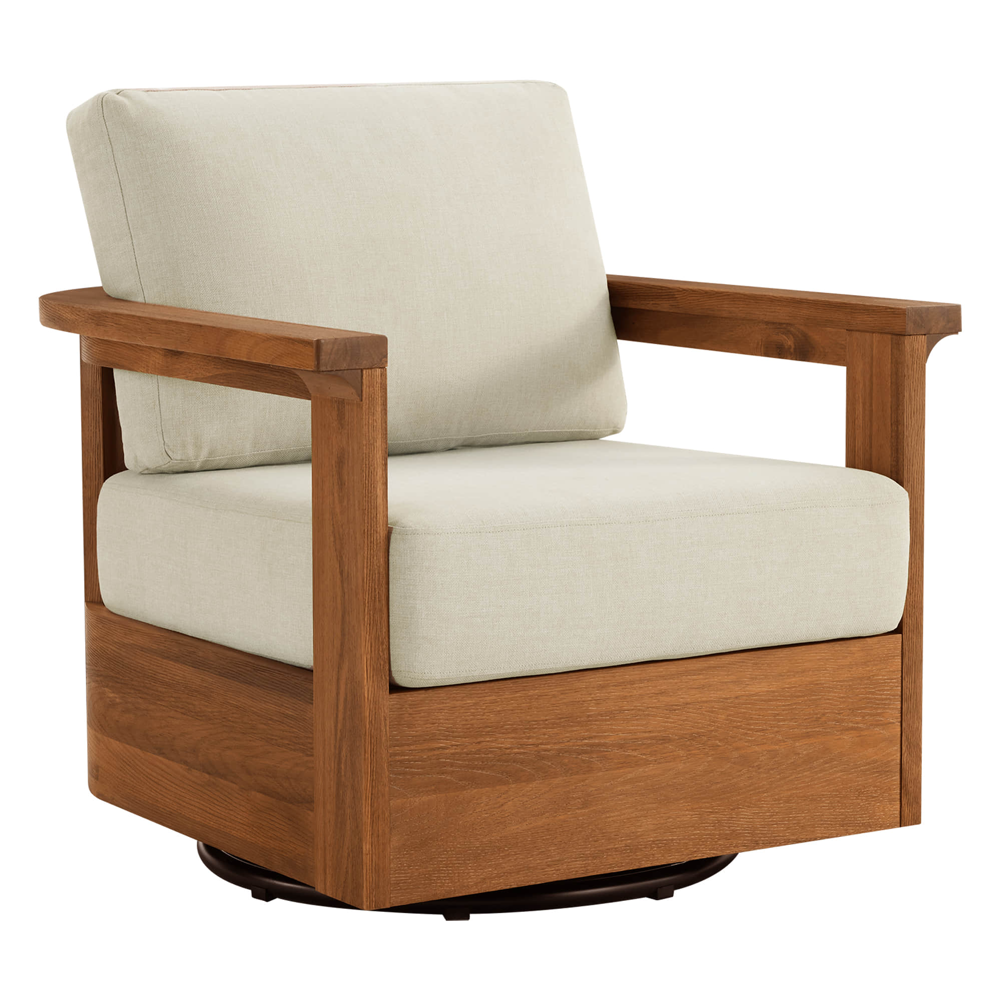 Raymond Modern Outdoor Acacia Wood Swivel Chair - Image 7