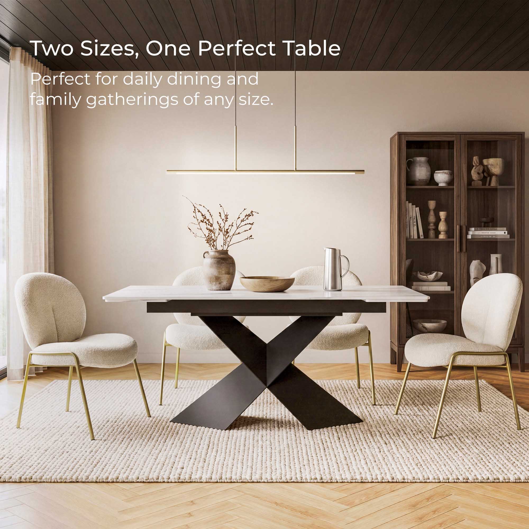 Sean Extendable Sintered Stone Dining Table,55"-74" - Image 3