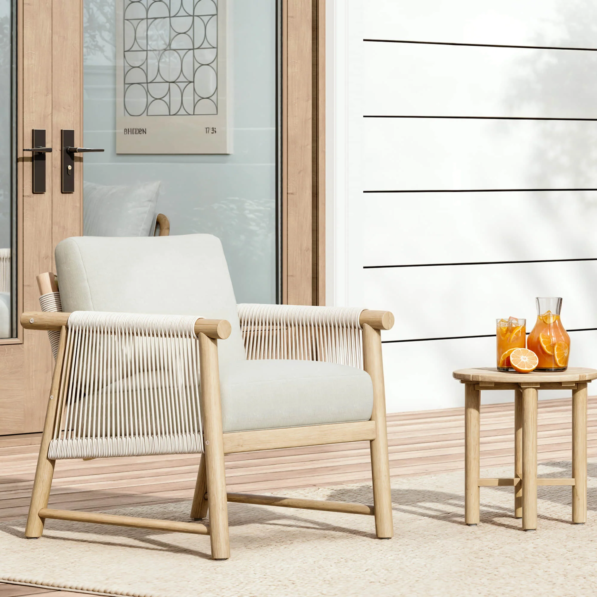 Sienna Modern Acacia Wood Rope Outdoor Bistro Set - Image 5