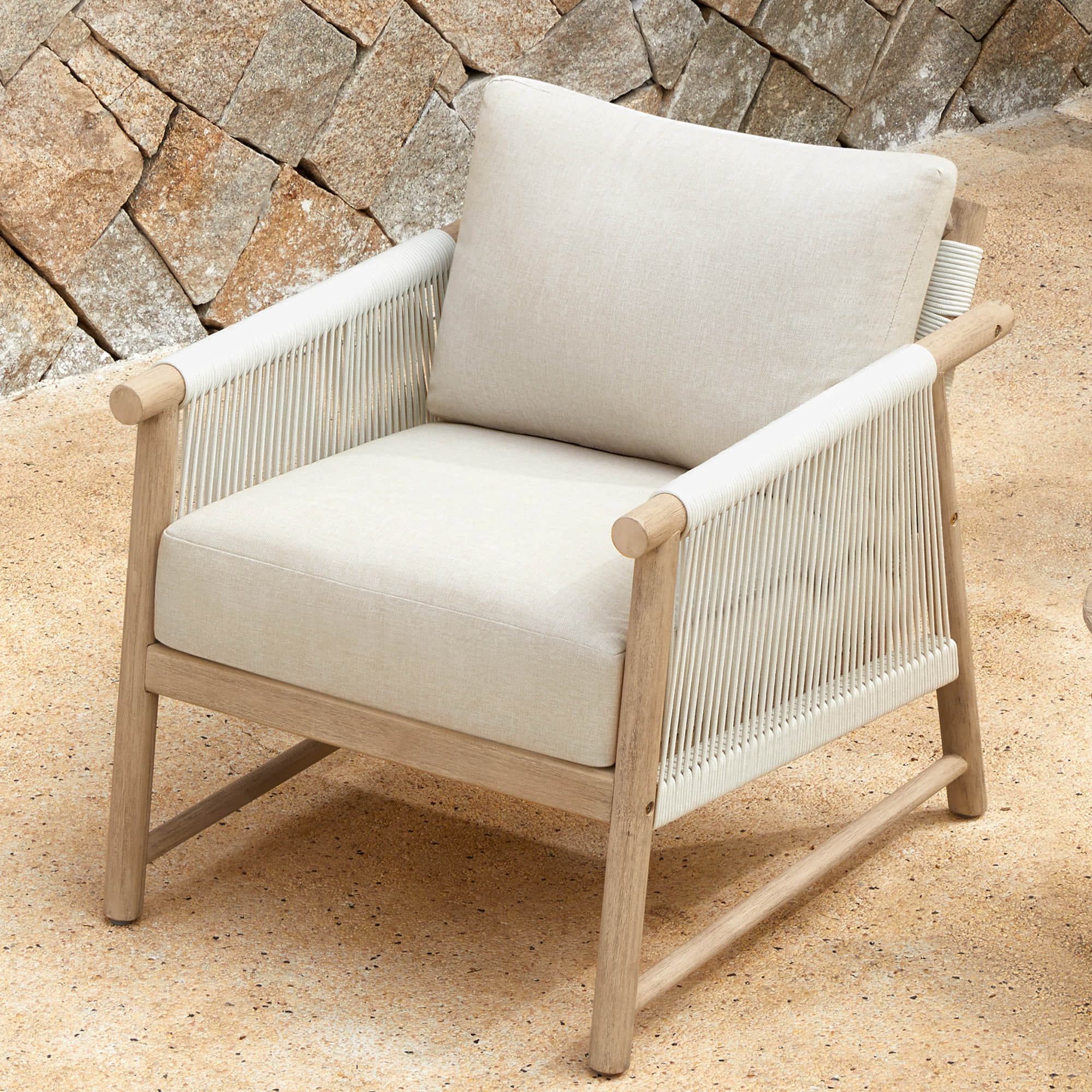 Sienna Modern Acacia Wood Rope Outdoor Lounge Chair - Image 12