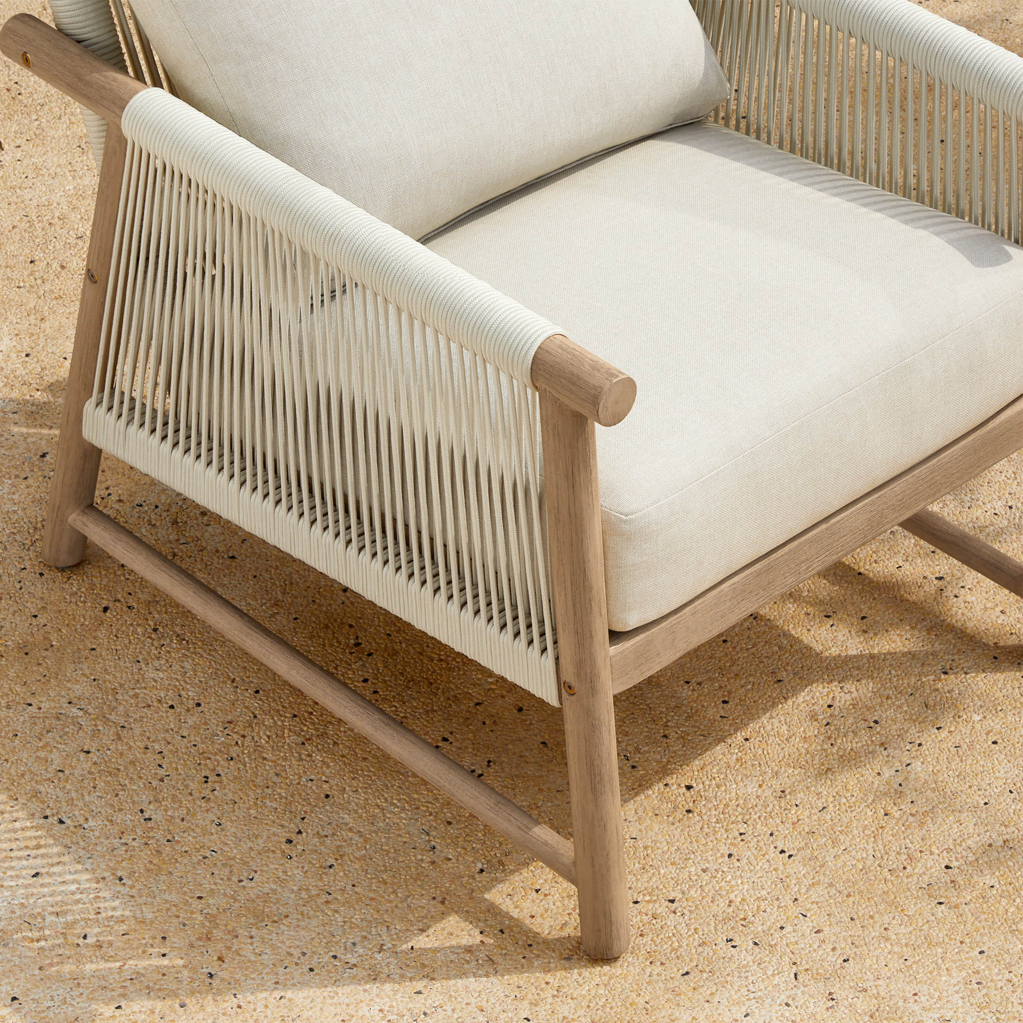 Sienna Modern Acacia Wood Rope Outdoor Lounge Chair - Image 13