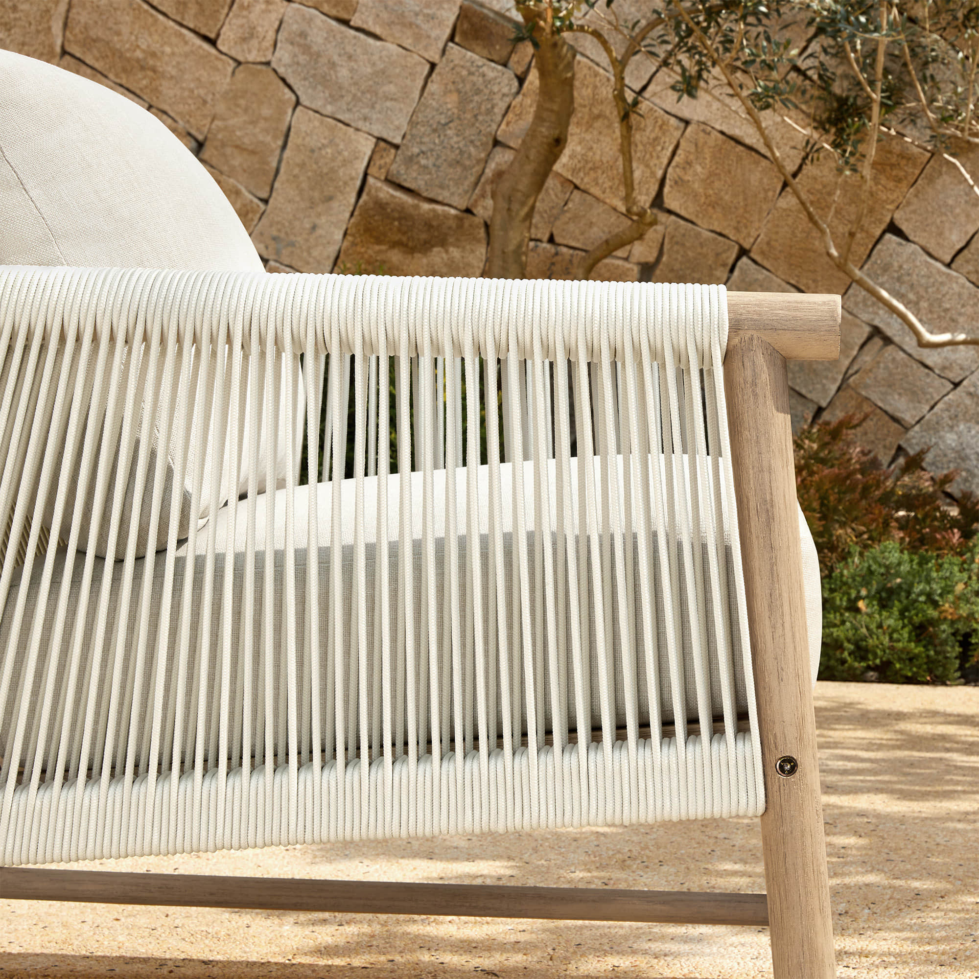 Sienna Modern Acacia Wood Rope Outdoor Lounge Chair - Image 14