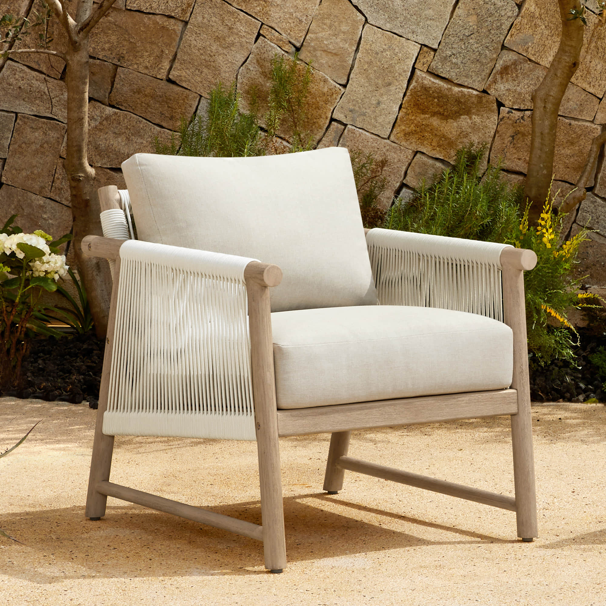 Sienna Modern Acacia Wood Rope Outdoor Lounge Chair - Image 17