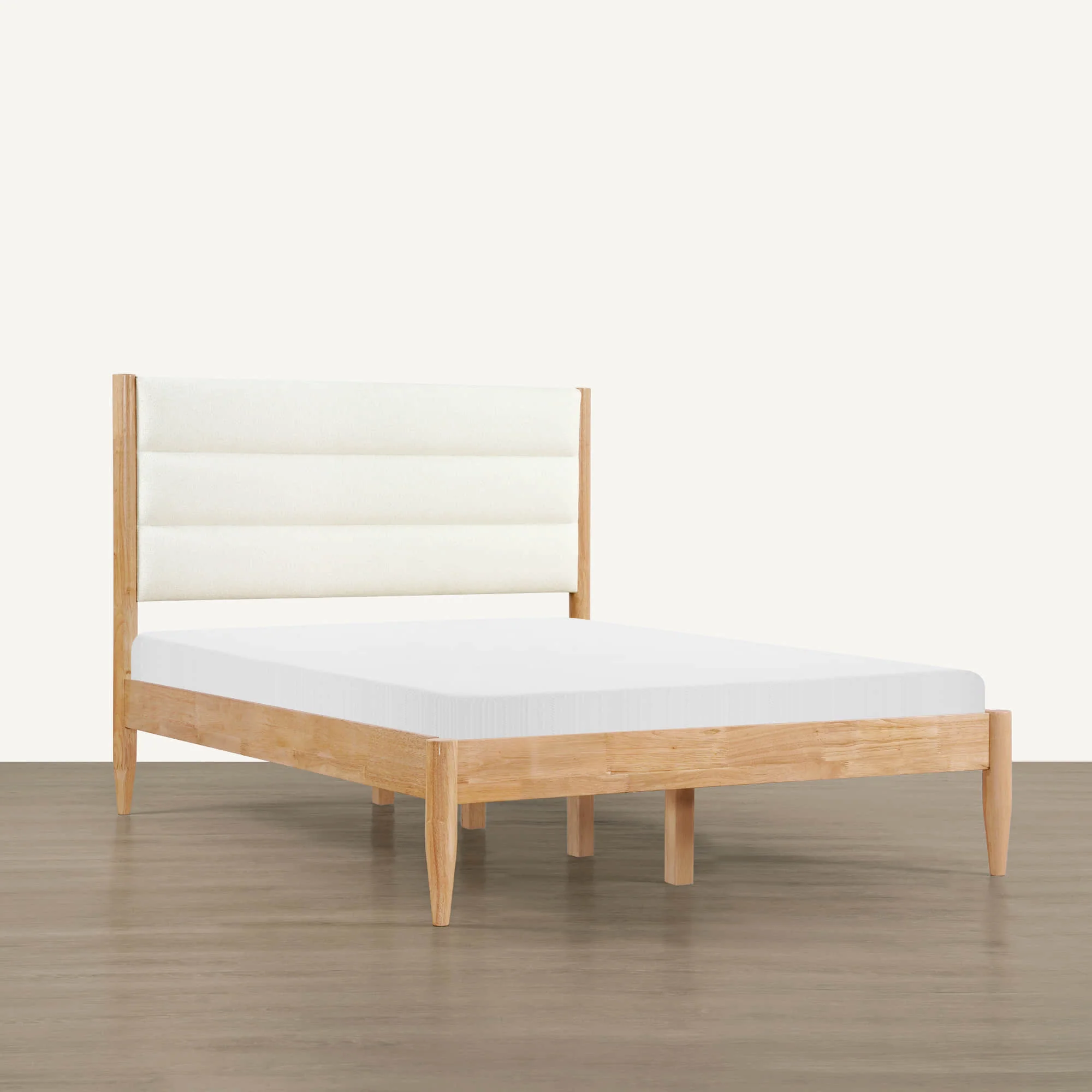 Solace Full Solid Wood Boucle Upholstered Bed - Image 2