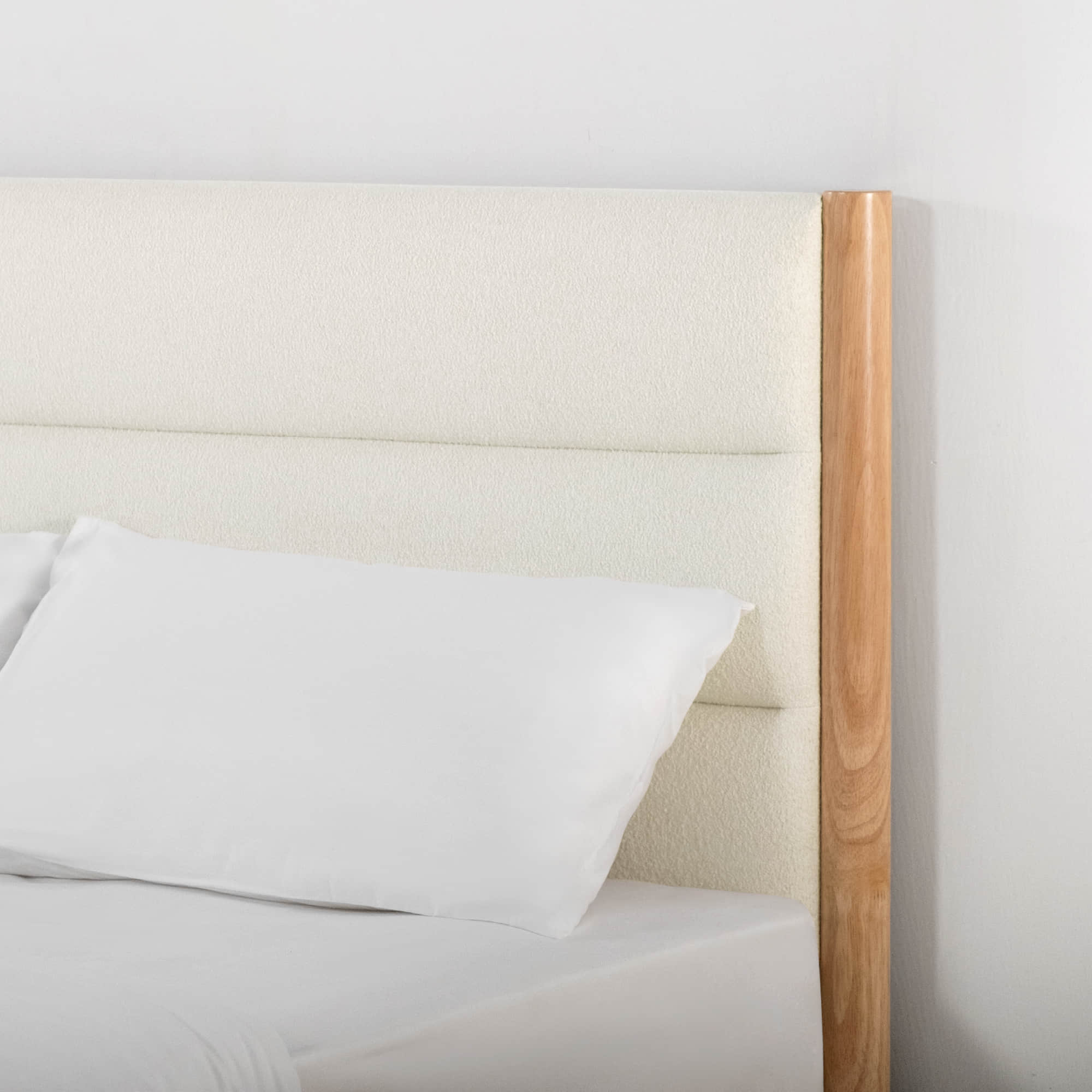 Solace Full Solid Wood Boucle Upholstered Bed - Image 6