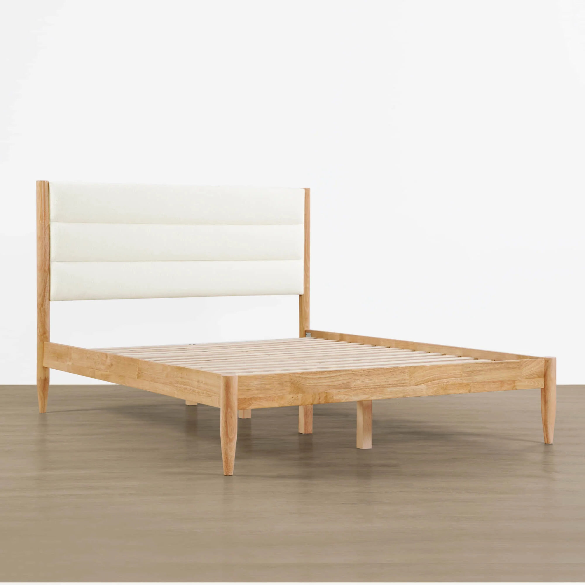 Solace Queen Solid Wood Boucle Upholstered Bed - Image 15