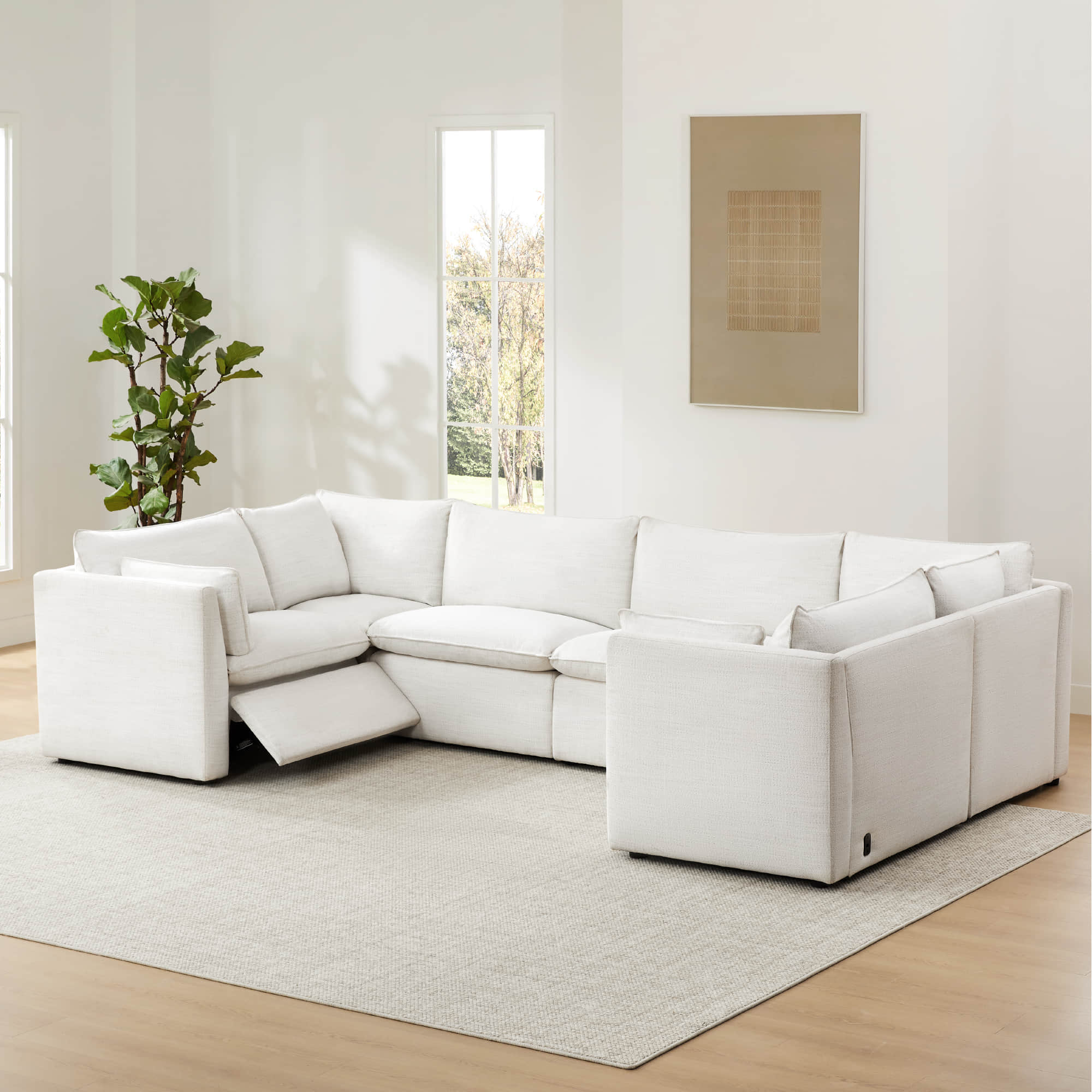 Sophia 6-Piece Feather Power Modular Sofa with Electric Footrests - Image 2